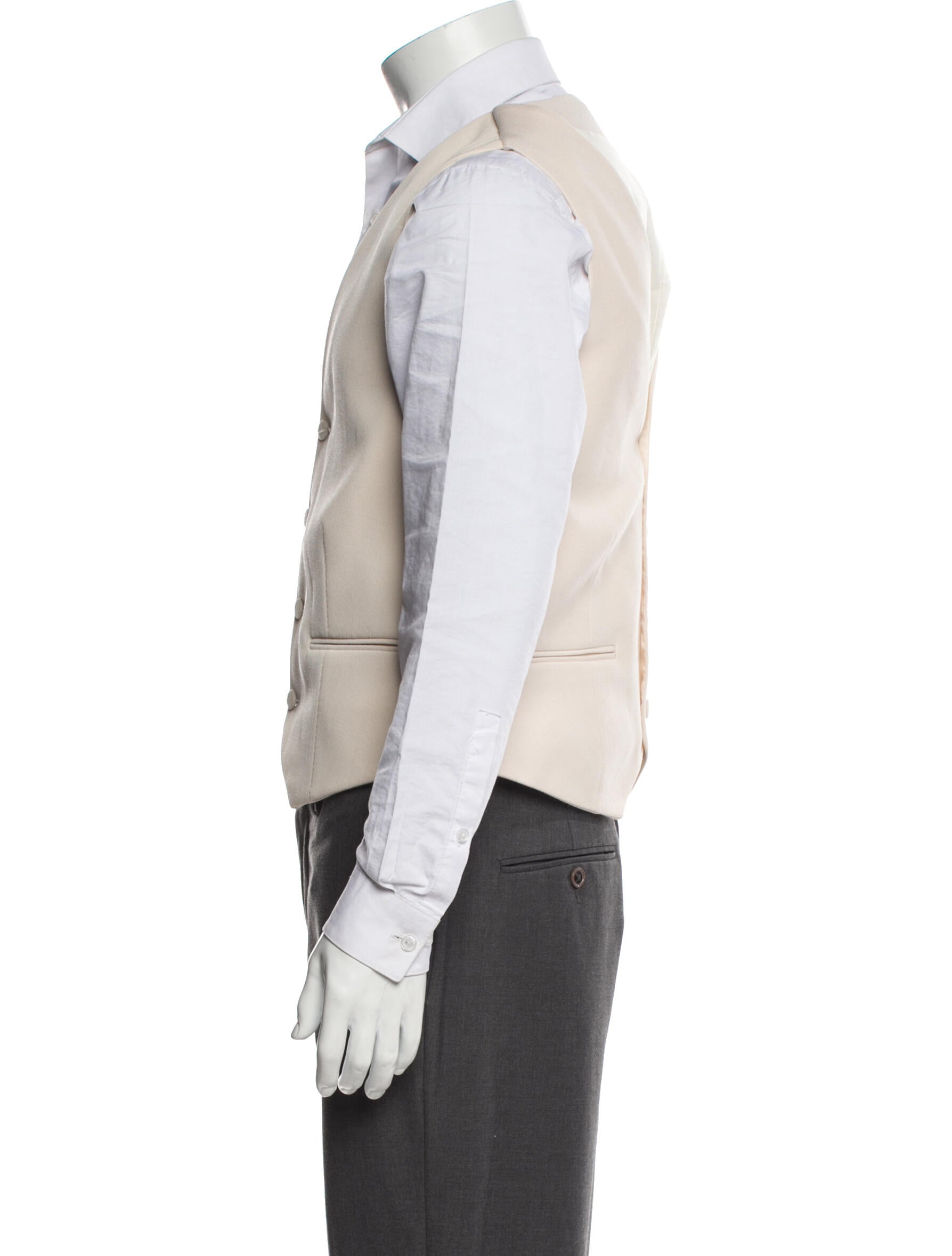 Fendi Men's Neutral Virgin Wool Suit Vest