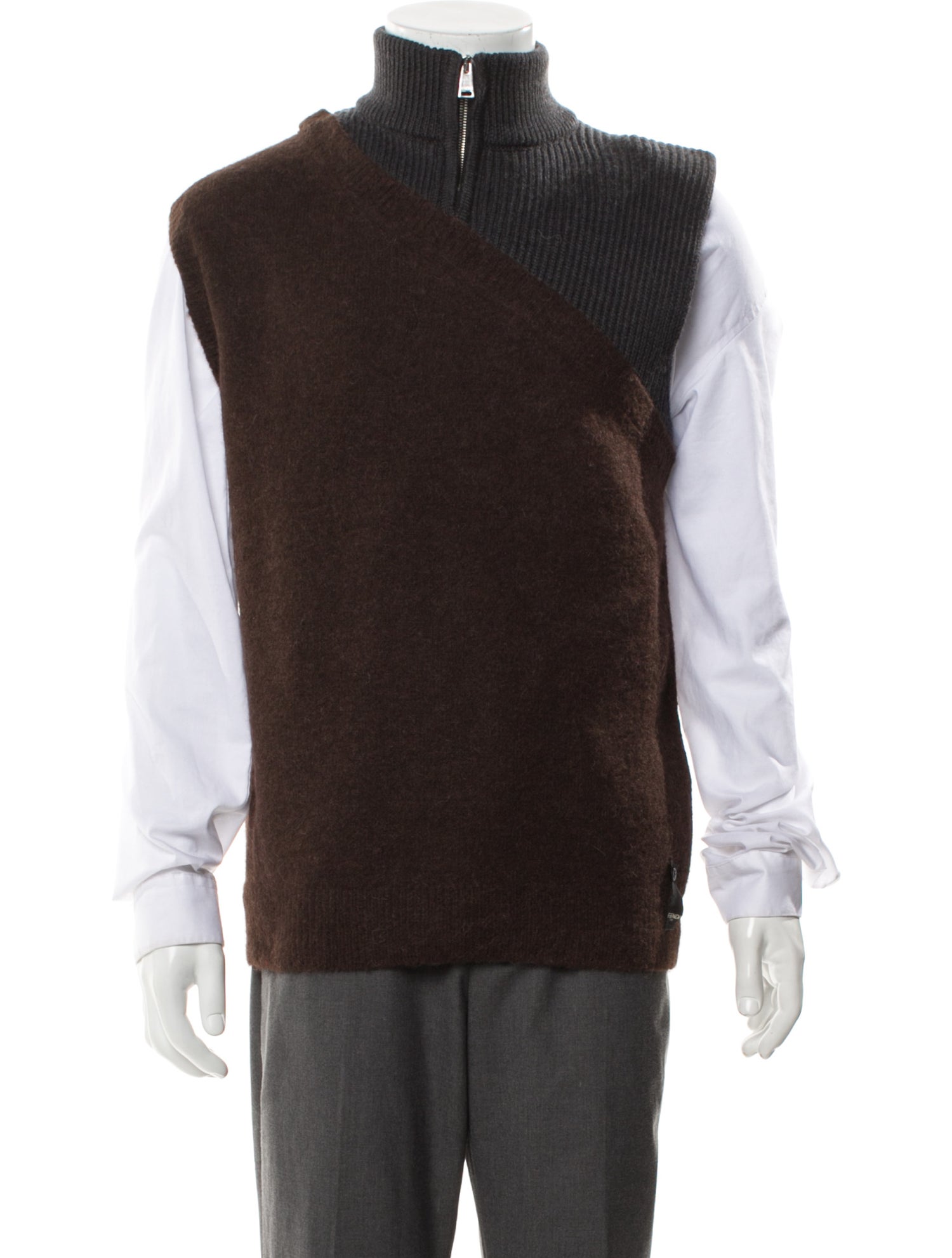 Fendi Turtleneck Sleeveless Sweater Vest