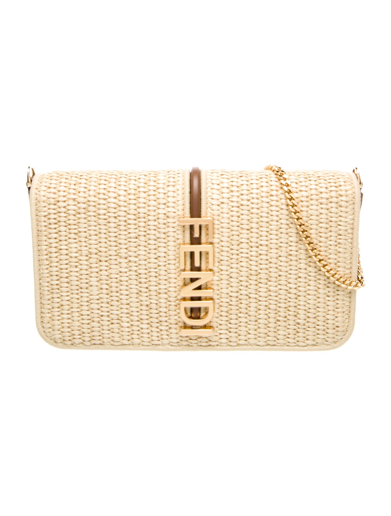 Fendi Straw Fendigraphy Chain Wallet 2024