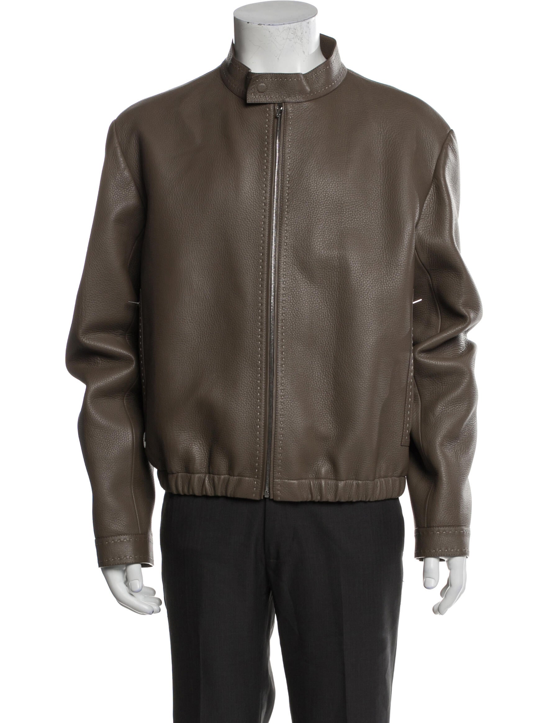 Fendi Pebbled Selleria Deer Moto Jacket