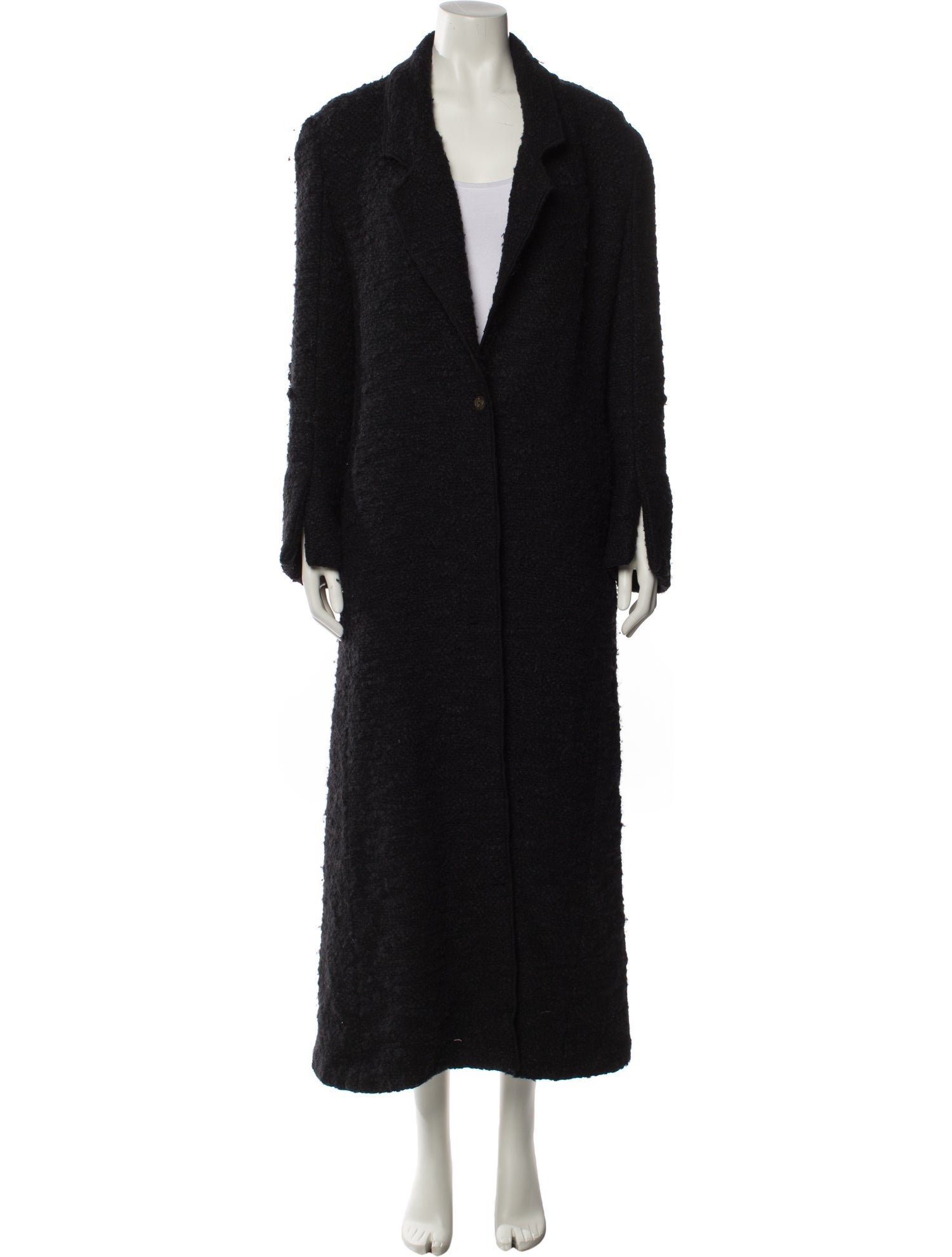 Fendi Vintage Wool Faux Fur Coat - Black Coats, Clothing