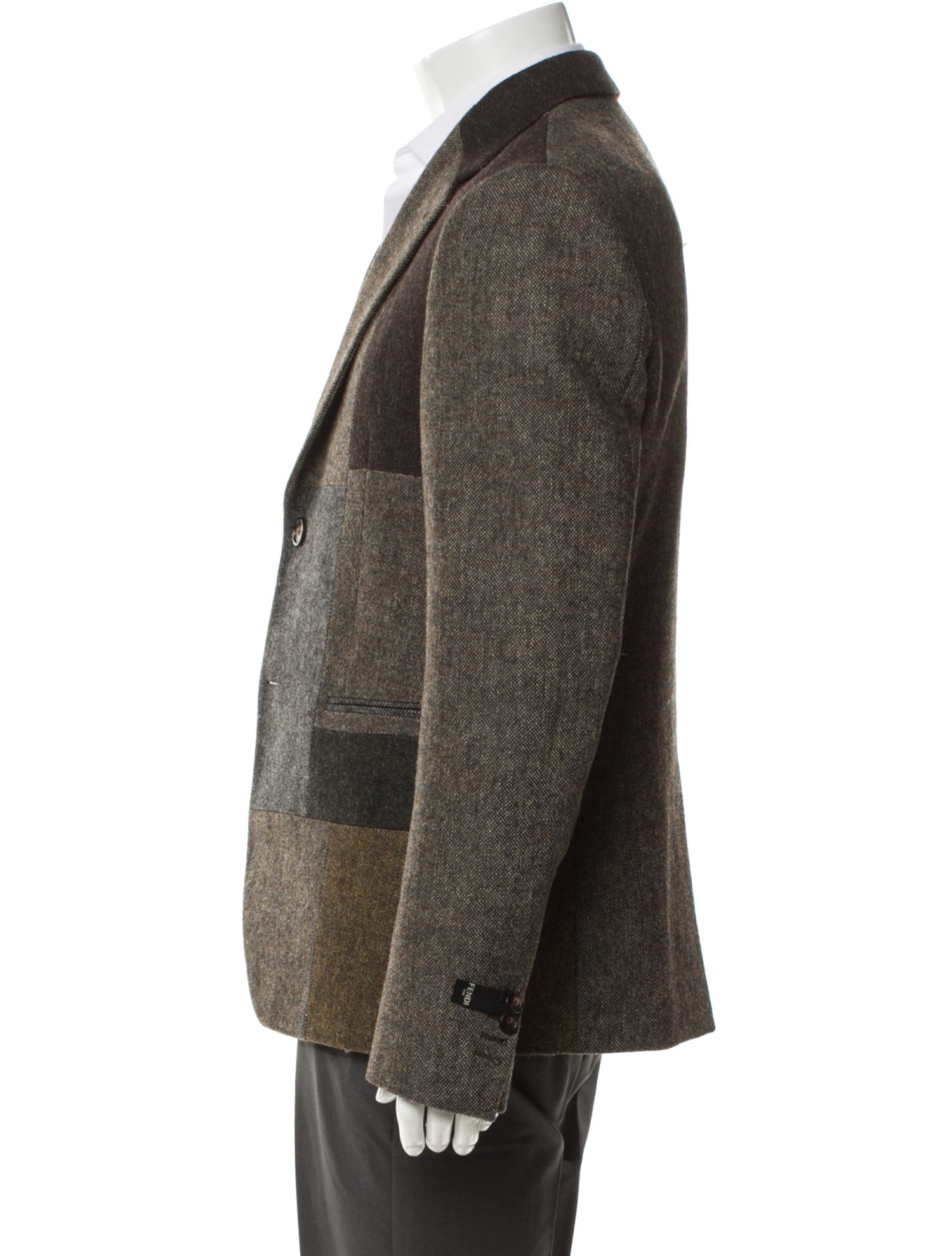 Fendi Wool Colorblock Pattern Blazer