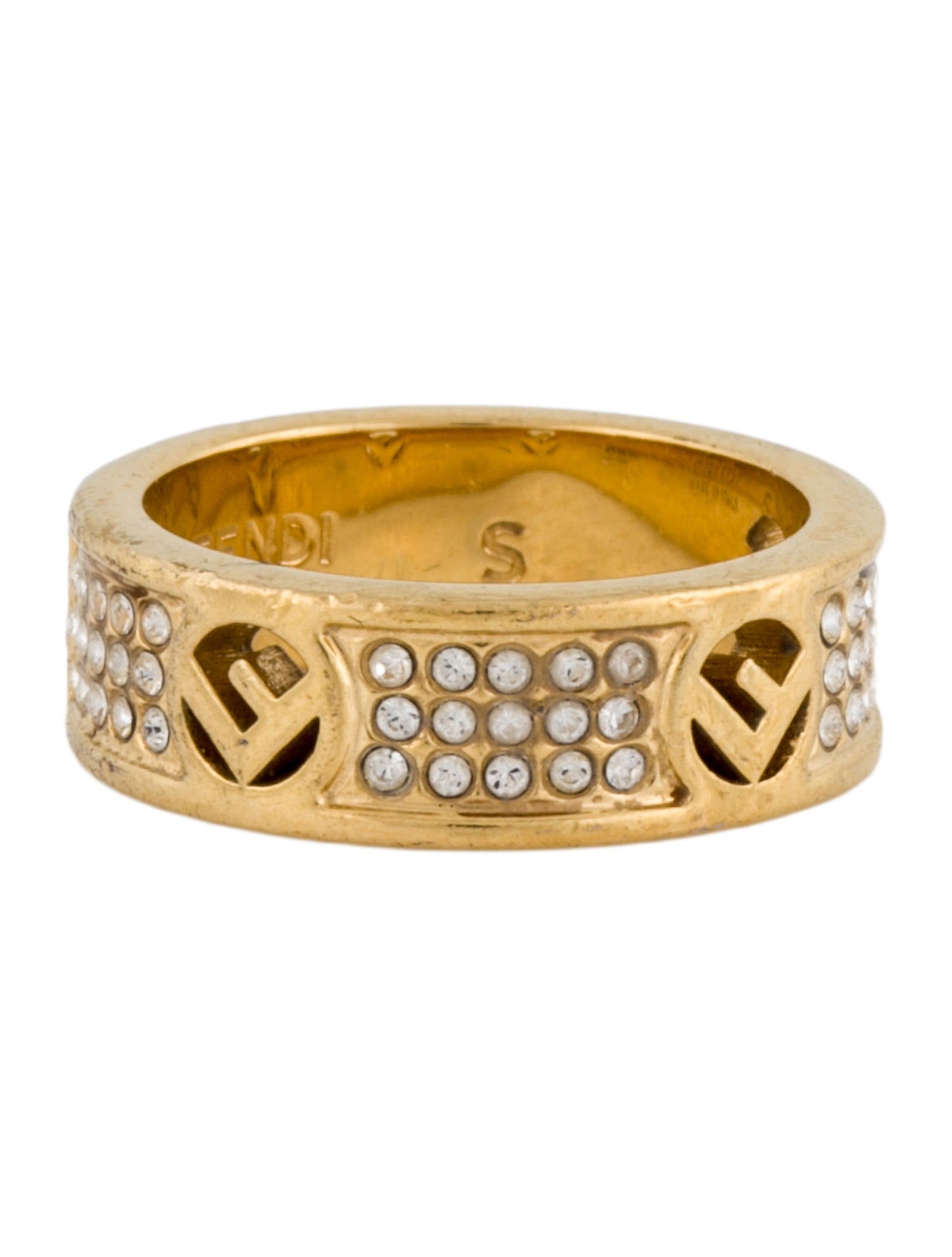 Fendi Crystal 'F Is Fendi' Band Ring