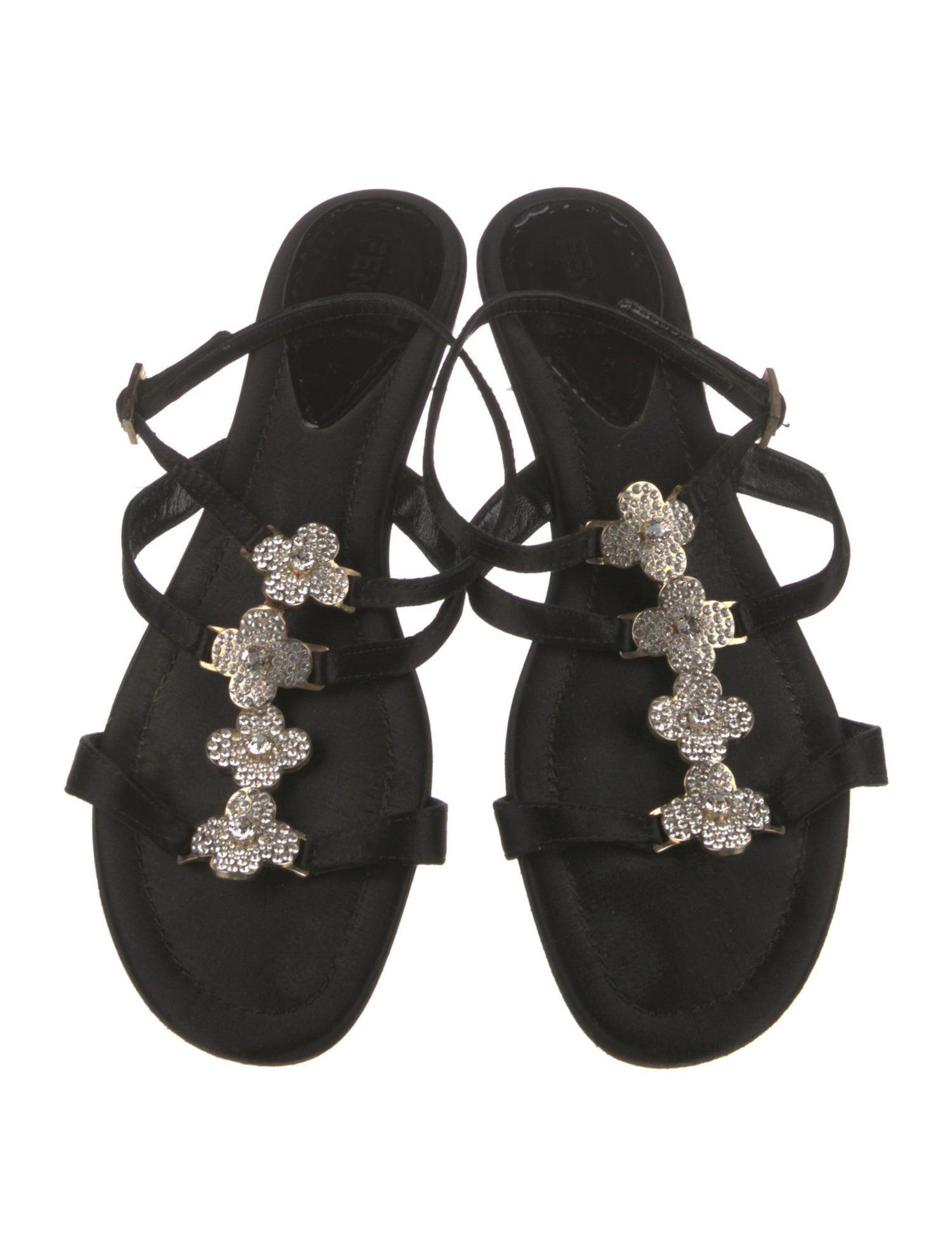 Fendi Satin Crystal Embellishments Sandals