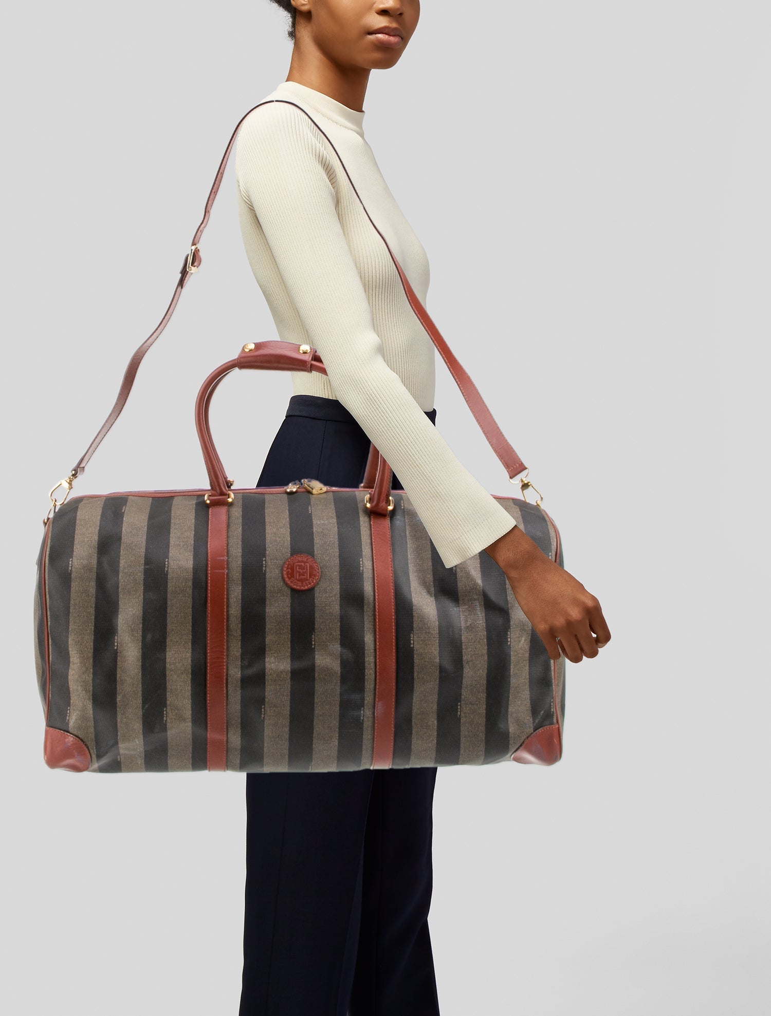 Fendi Pequin Weekender Bag Vintage