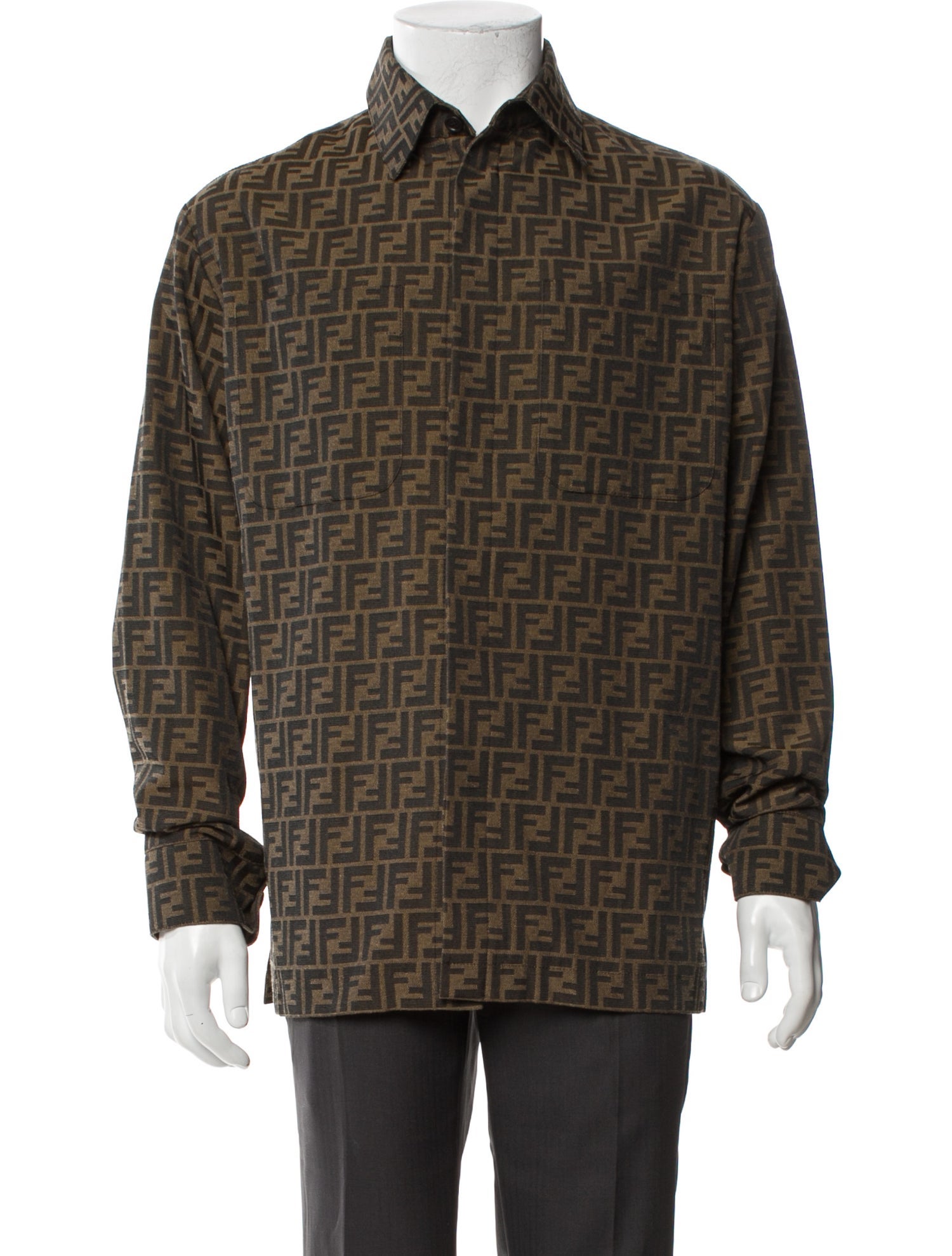 Fendi Zucca FF Logo Plaid Print Trucker Jacket