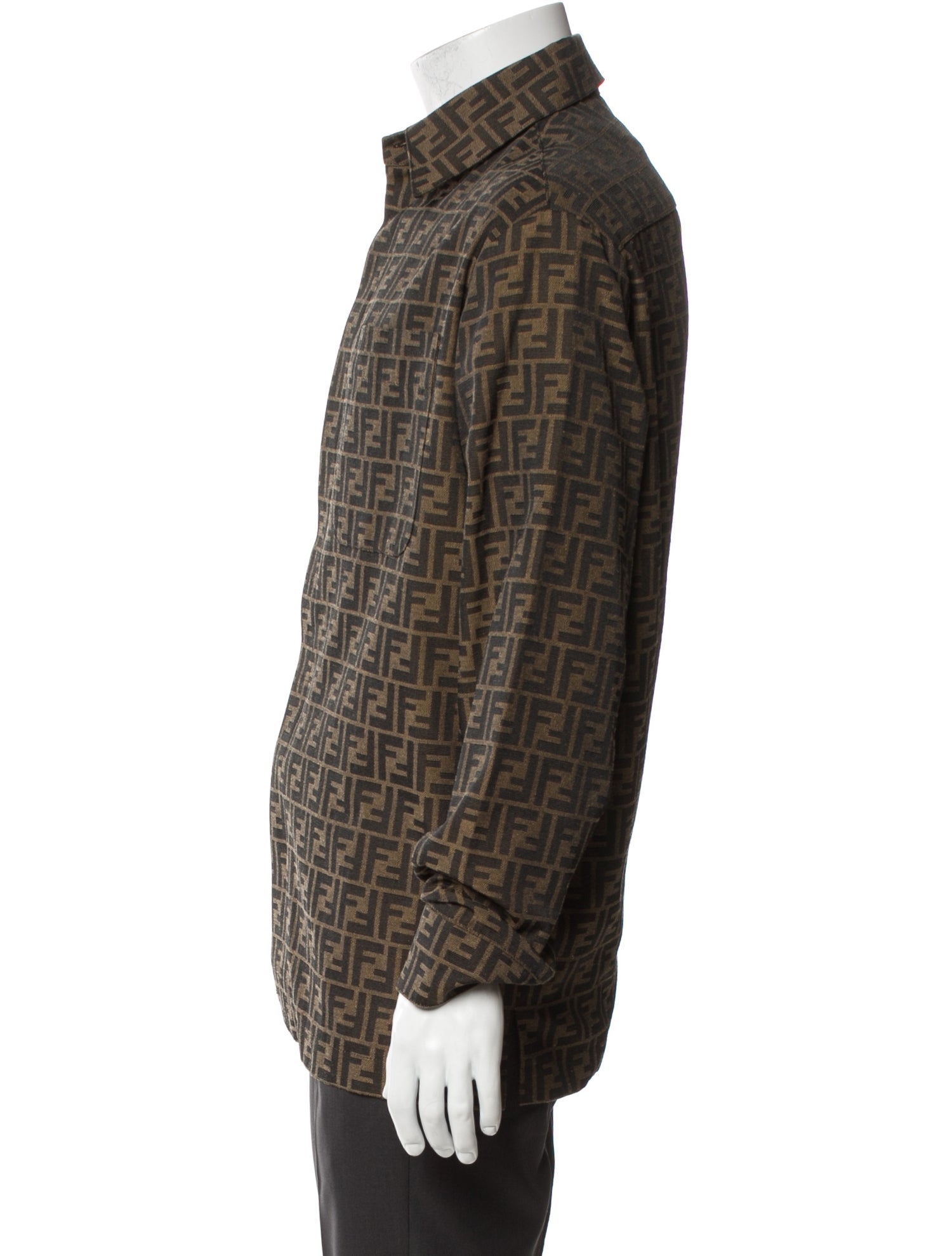 Fendi Zucca FF Logo Plaid Print Trucker Jacket