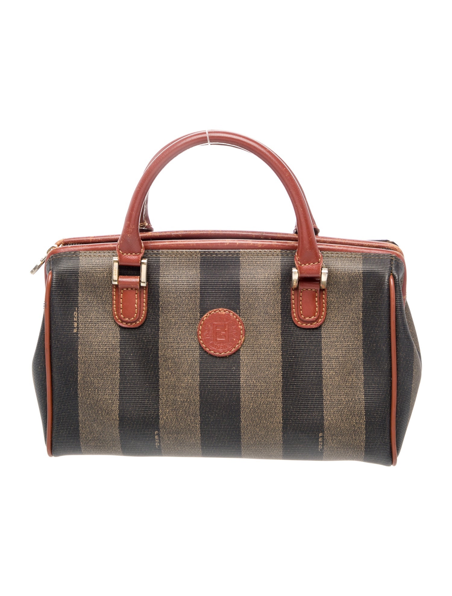 Balenciaga Vintage Crocodile-Trimmed Boston Nylon Bag - Brown