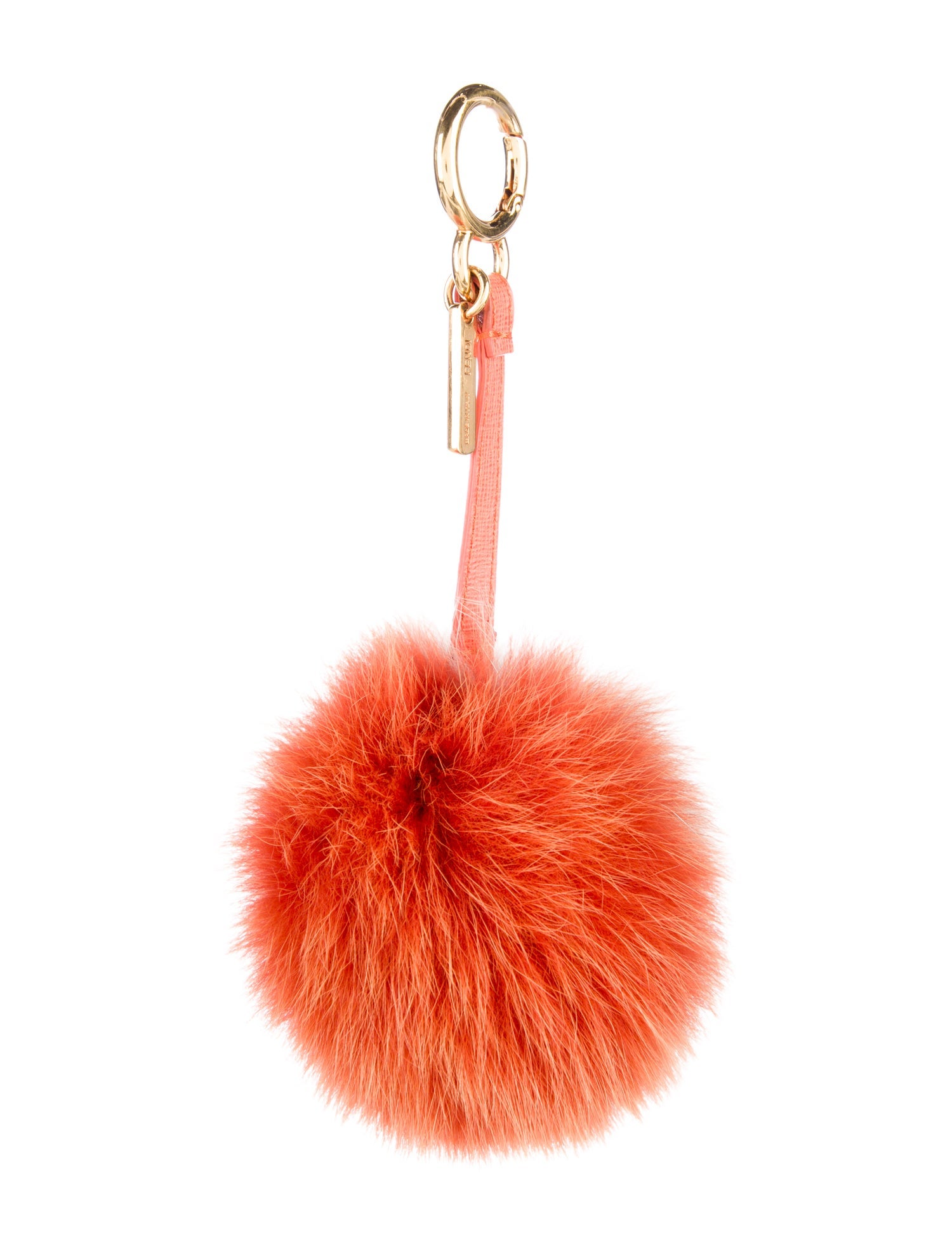 Fendi Grey and Orange Fur Keychain