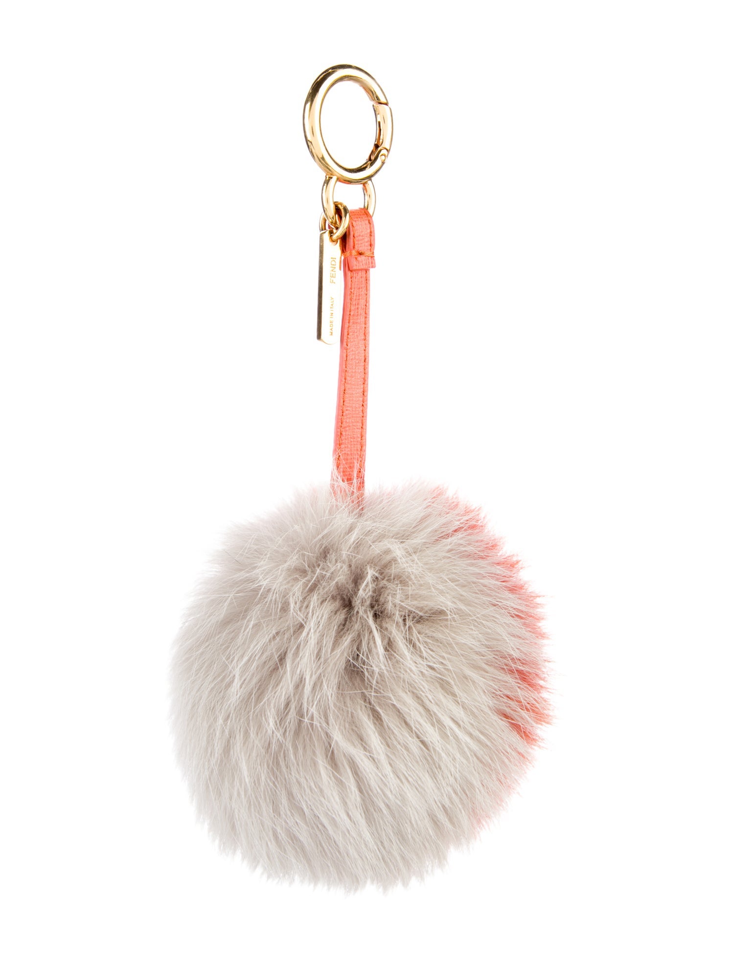 Fendi Grey and Orange Fur Keychain