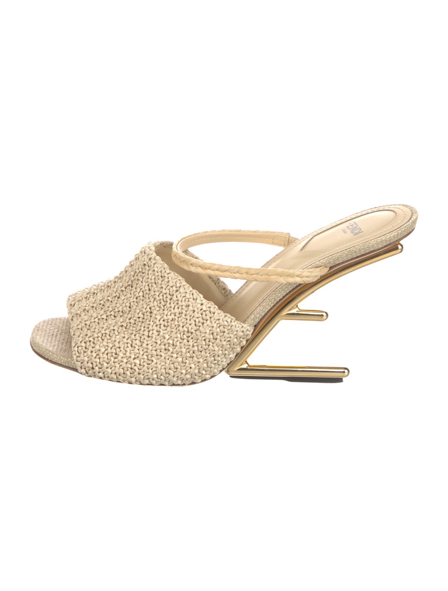 Fendi Raffia Braided Accents Slides