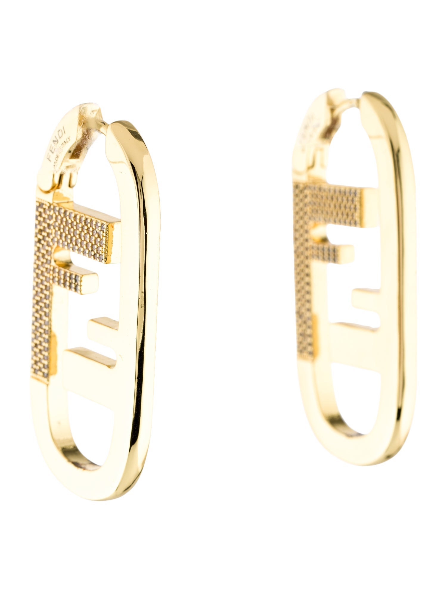 Fendi Crystal Embellished Fendi O'Lock Earrings