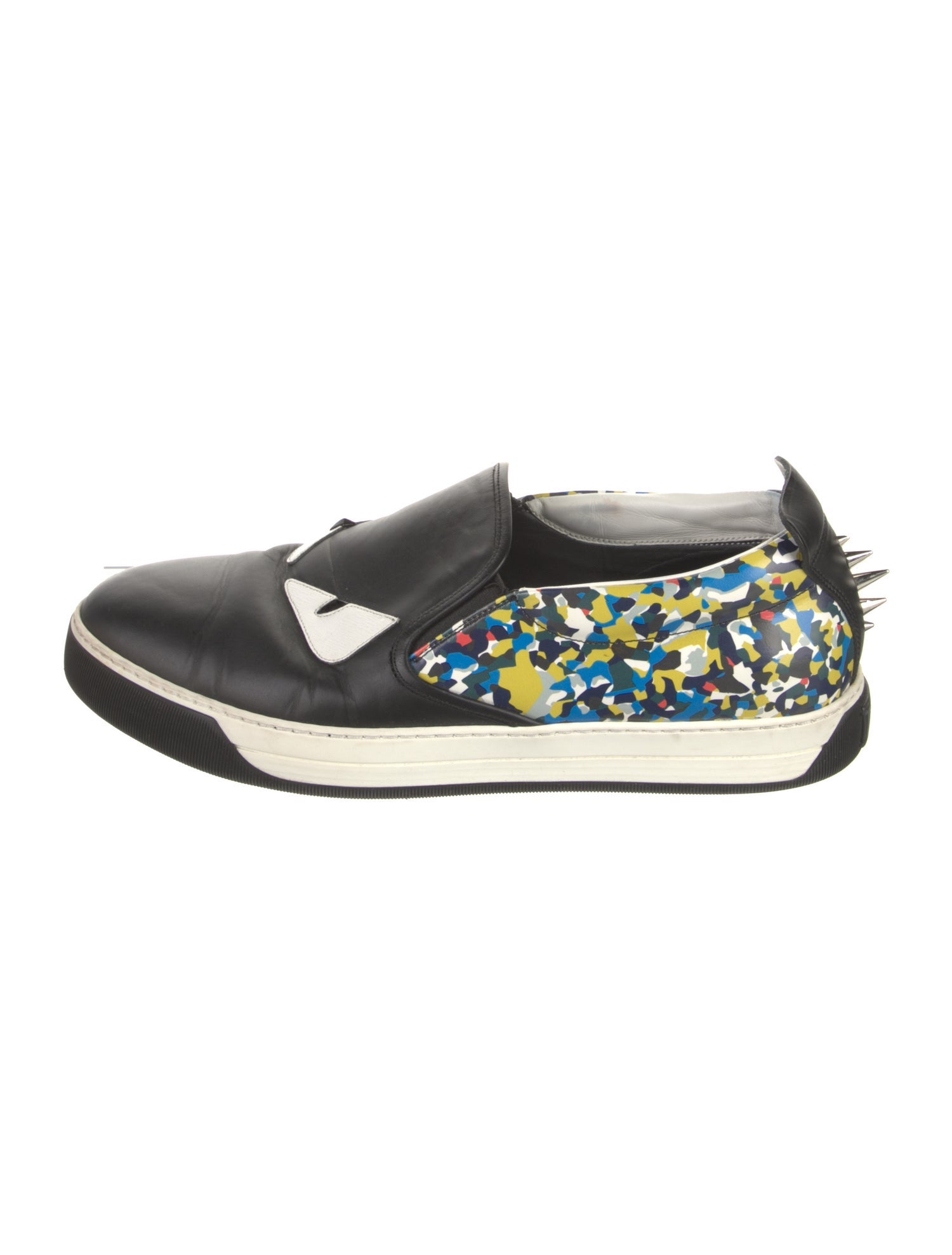 Fendi Monsters Motif Leather Sneakers
