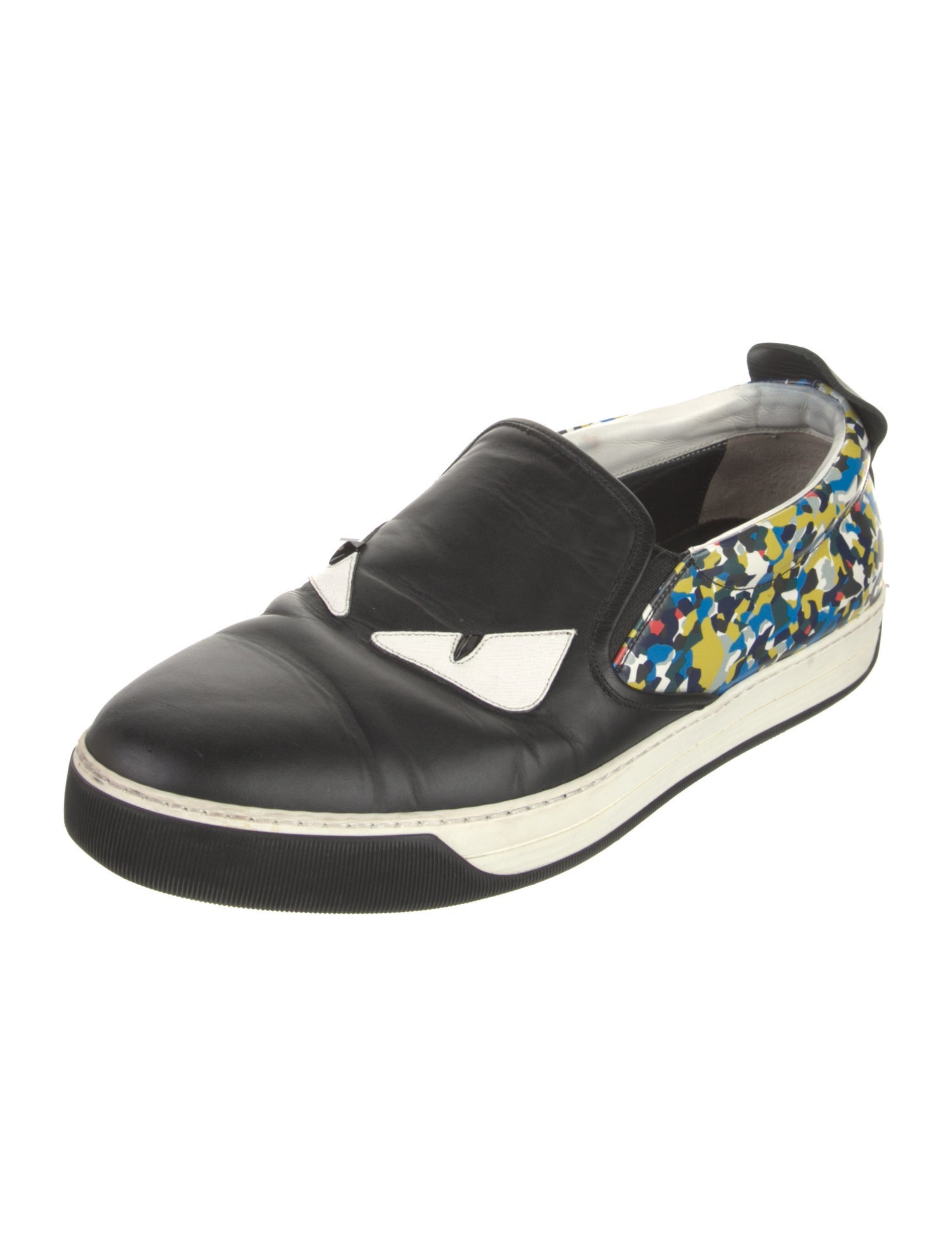 Fendi Monsters Motif Leather Sneakers