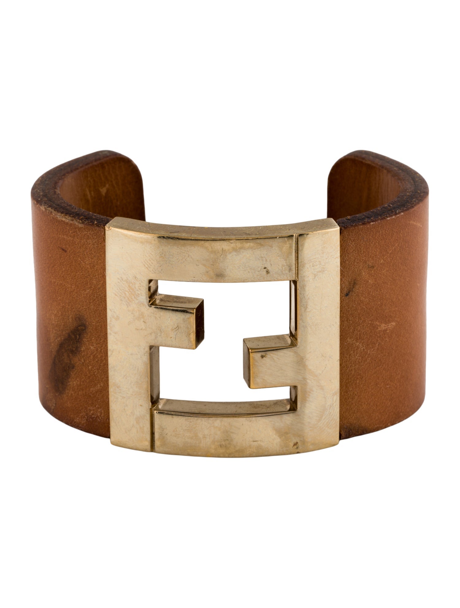Fendi Leather FF Logo Cuff Bracelet