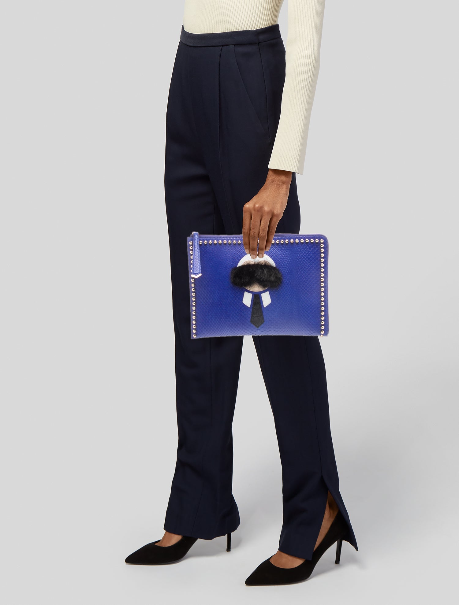 Fendi Karlito Clutch - Blue Clutches, Handbags - FEN420837 | The