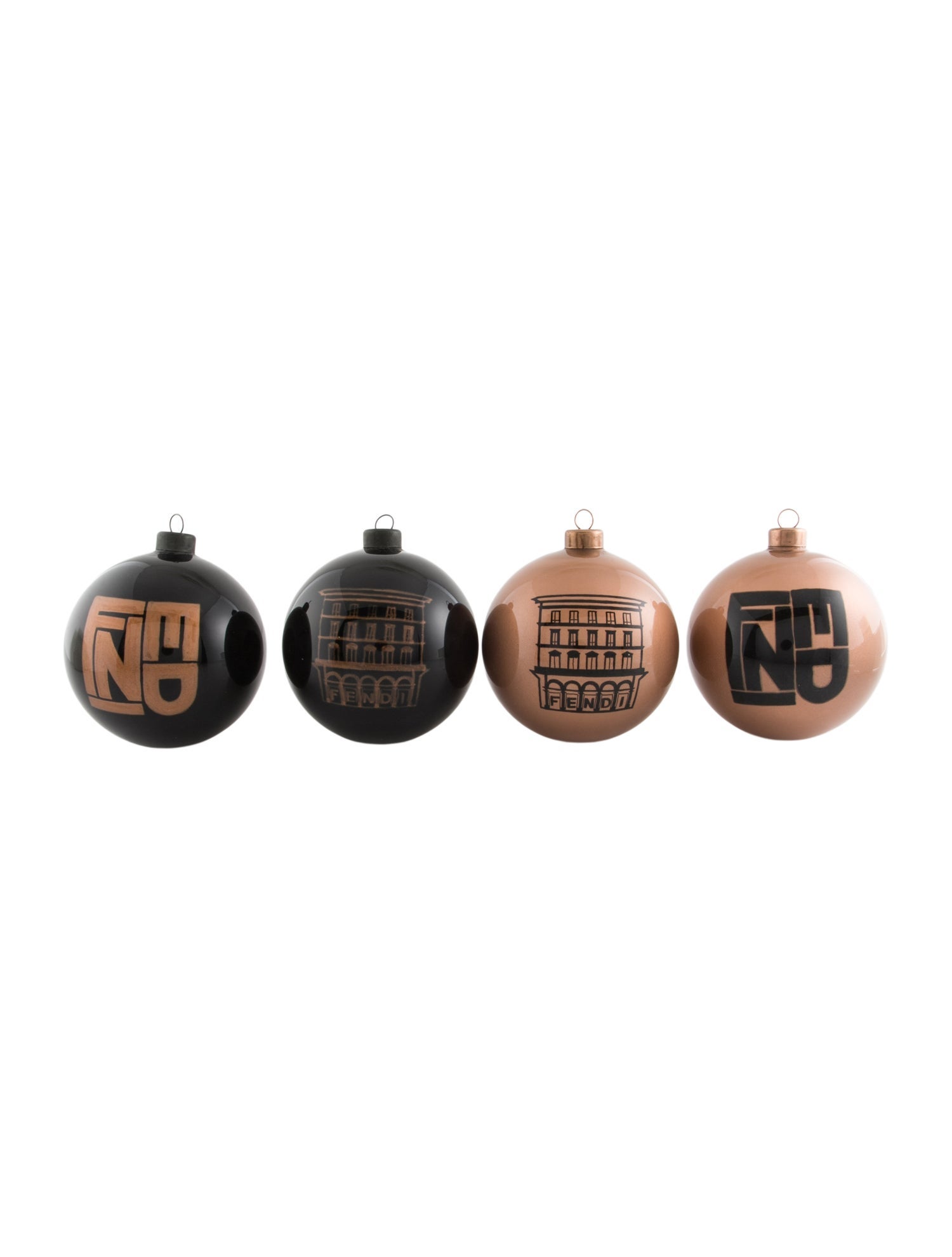 Fendi Set of 4 Glass Christmas Ornaments