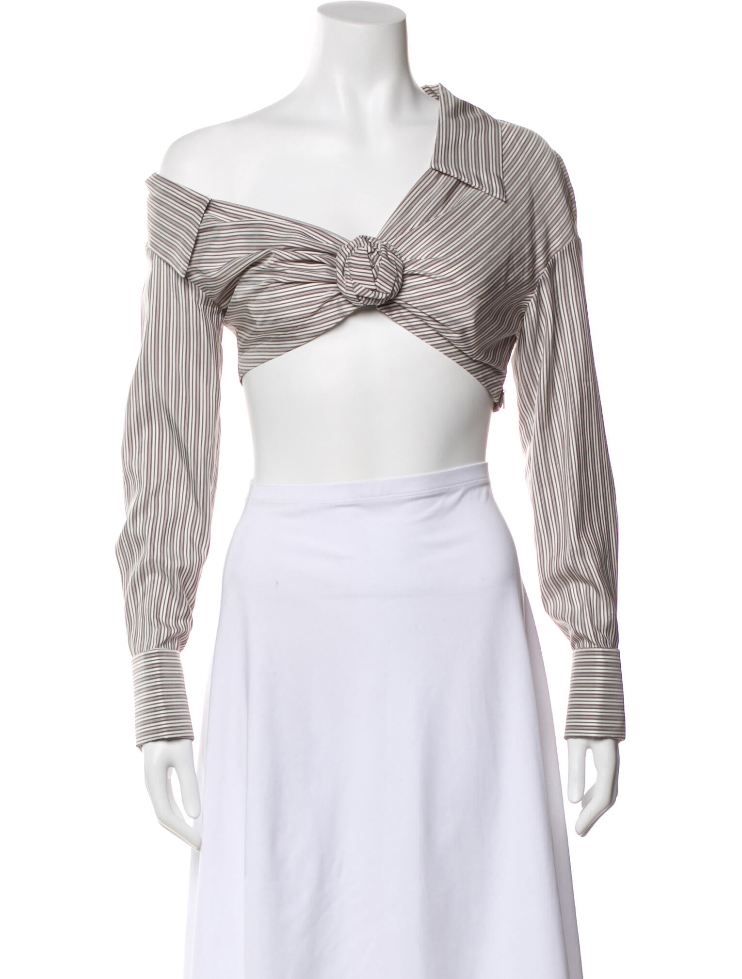 Fendi Silk Striped Crop Top