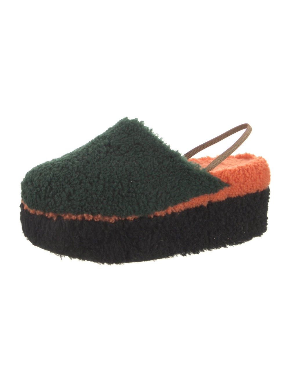 Fendi Shearling Colorblock Pattern Slingback Flats - image 2
