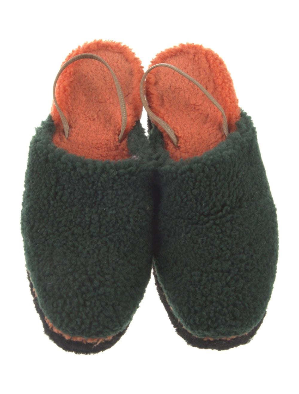 Fendi Shearling Colorblock Pattern Slingback Flats - image 3