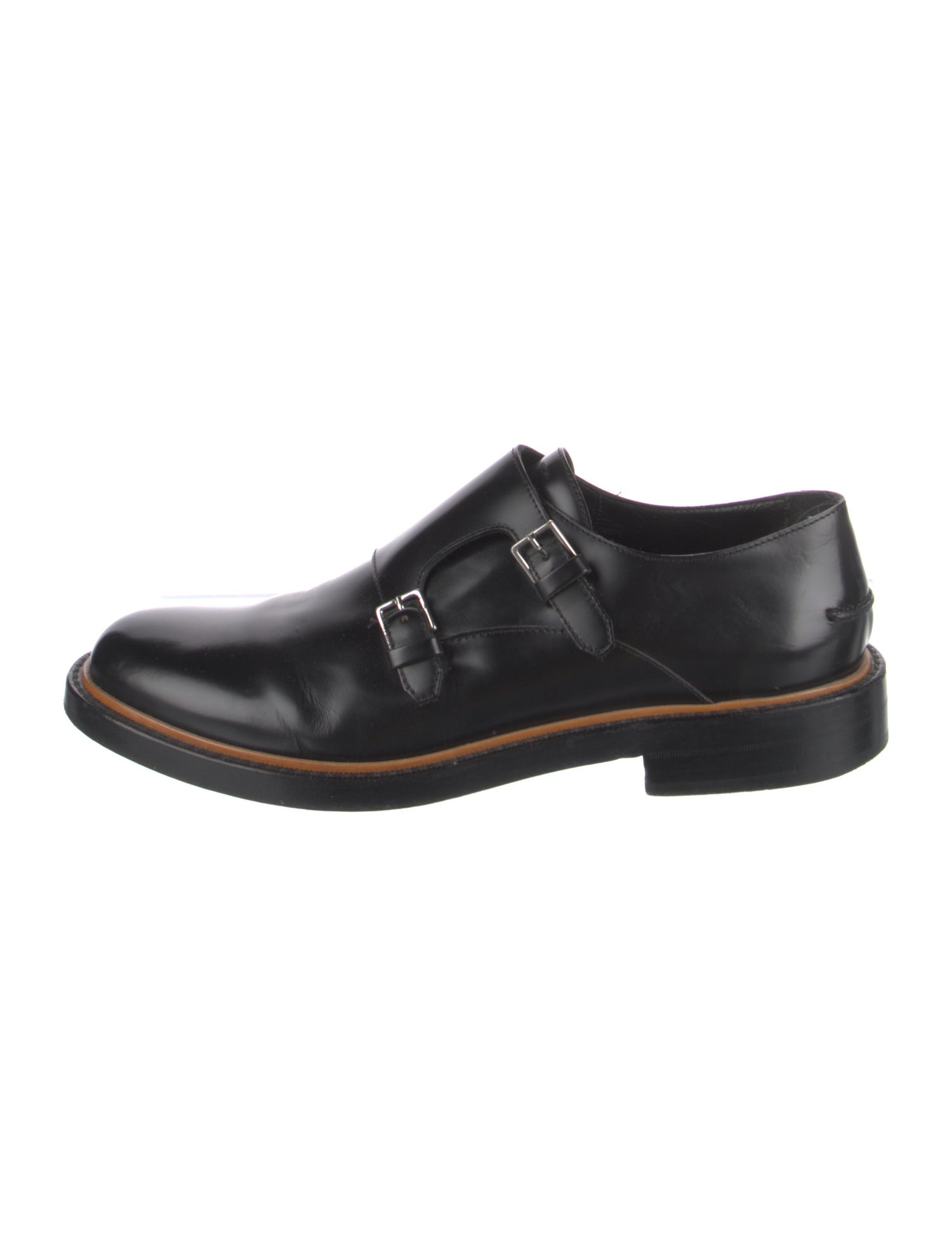 Fendi Zucca FF Logo Leather Monk Straps