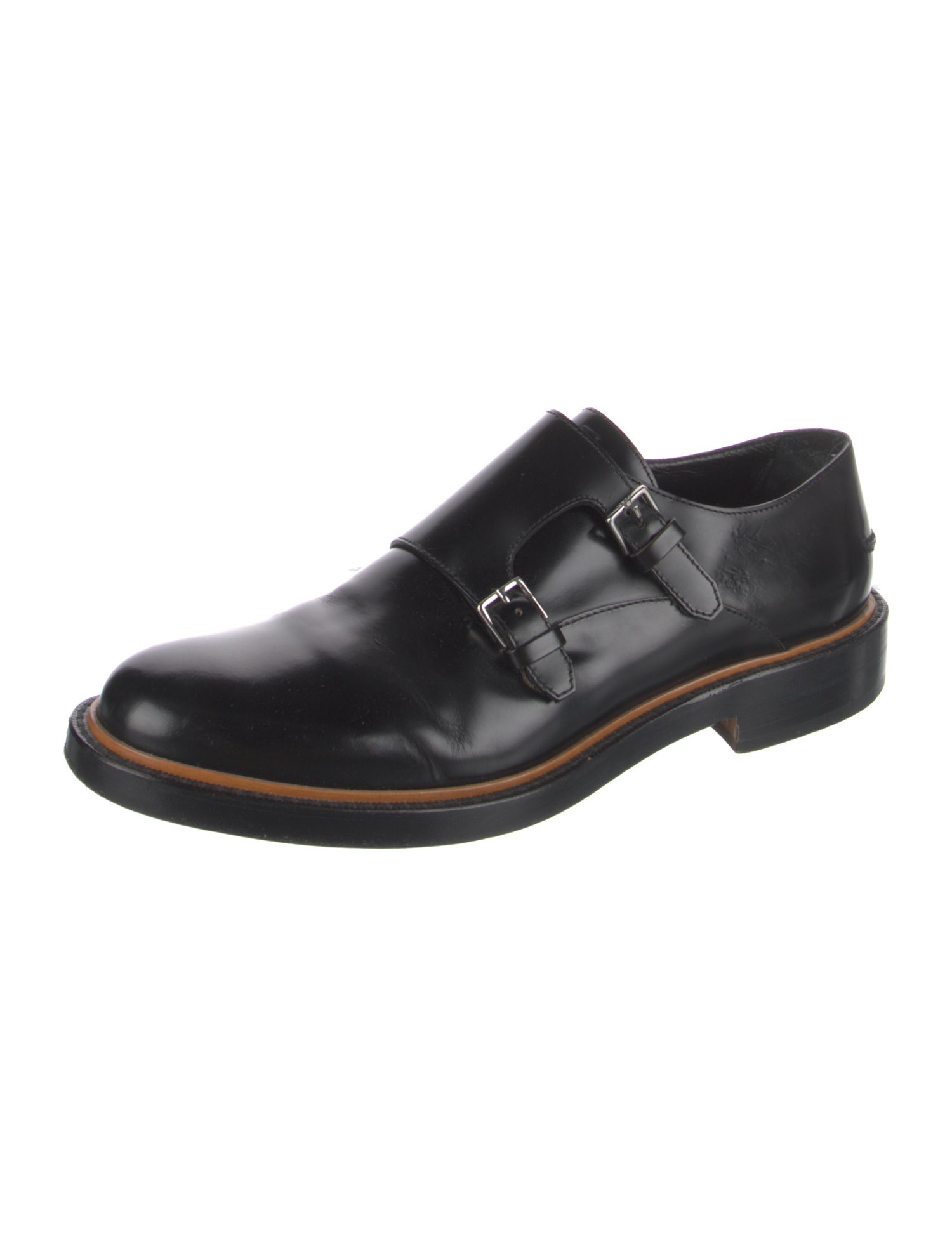 Fendi Zucca FF Logo Leather Monk Straps