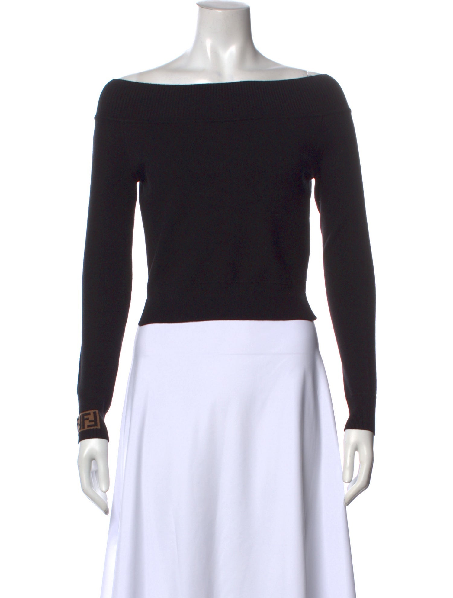 Fendi Off-The-Shoulder Long Sleeve Top