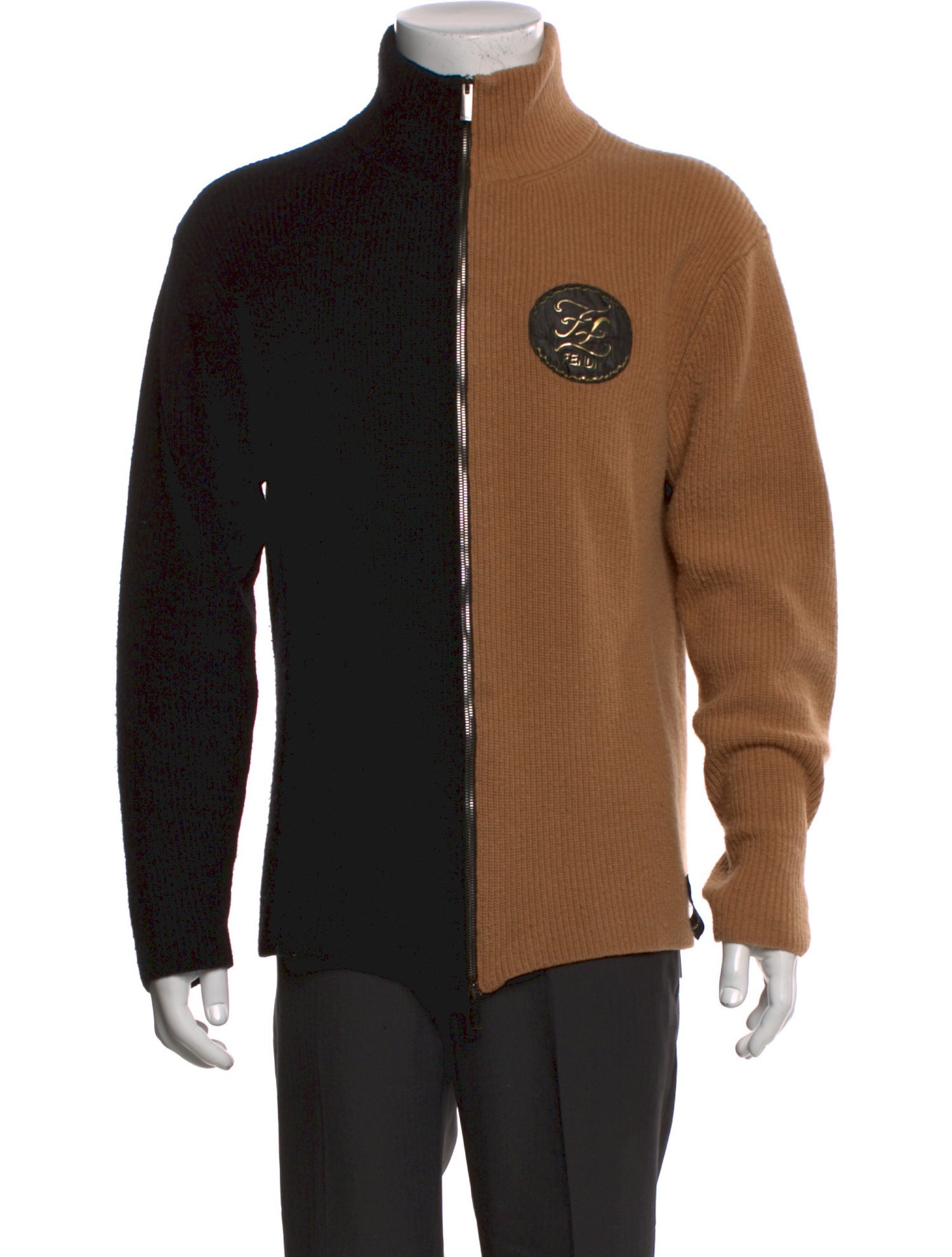 Fendi Karligraphy Accent Wool Cardigan