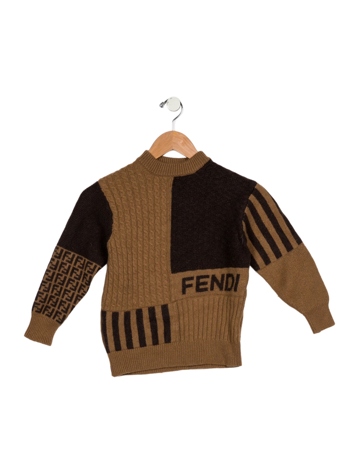 Fendi Wool brown patterned long sleeve sweater