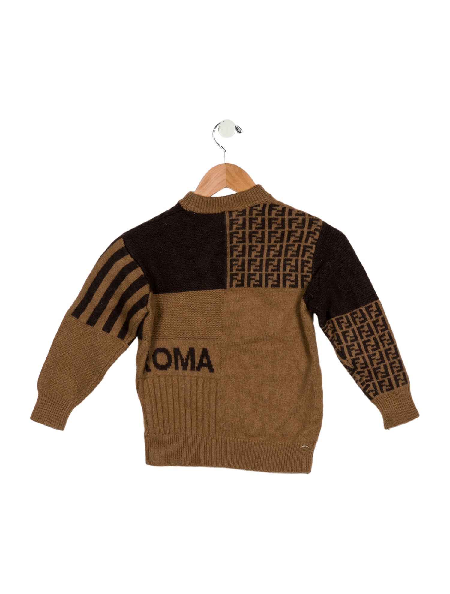 Fendi Wool brown patterned long sleeve sweater