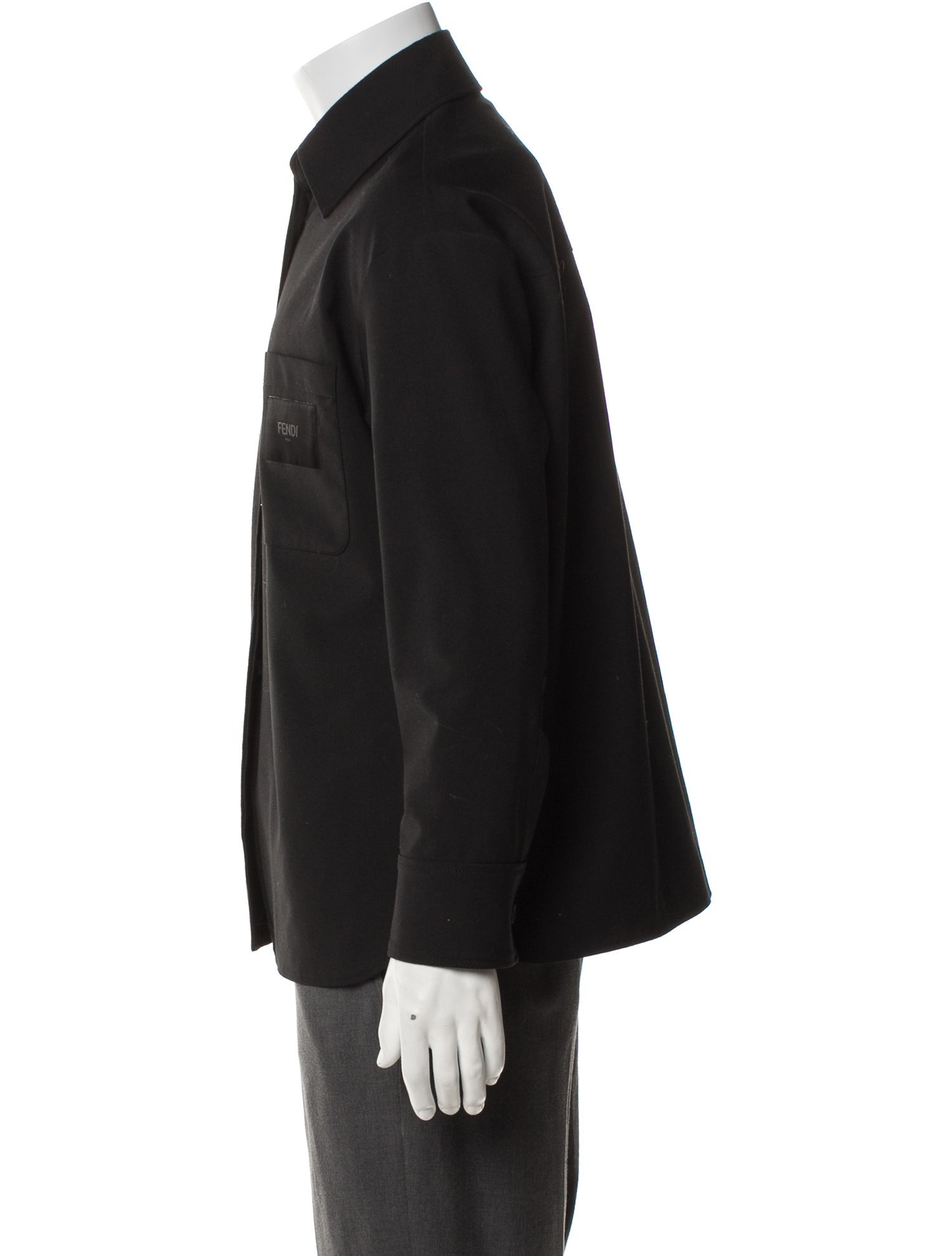 Fendi Zucca FF Logo Long Sleeve Shirt - Black Casual Shirts