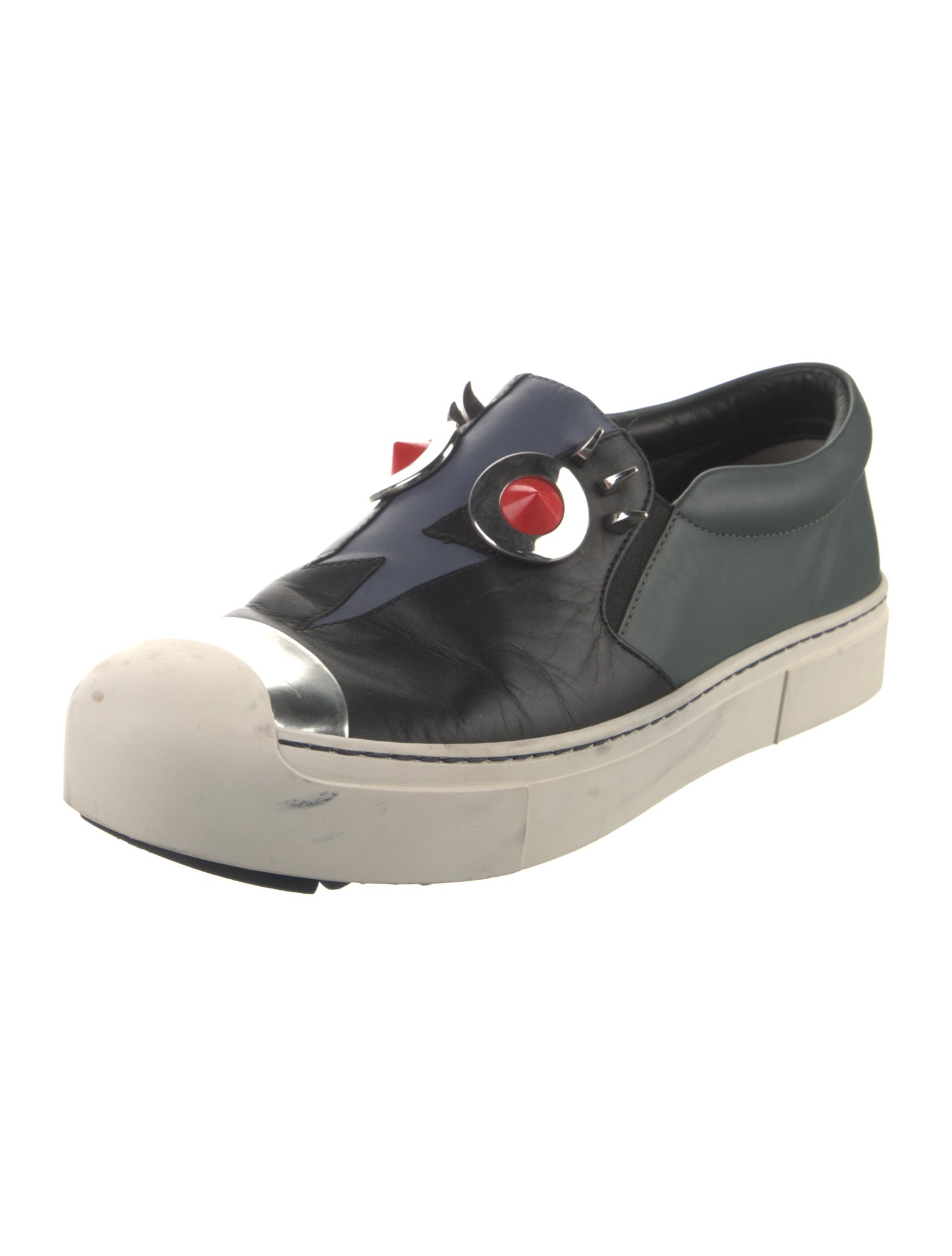 Fendi Monsters Motif Leather Sneakers