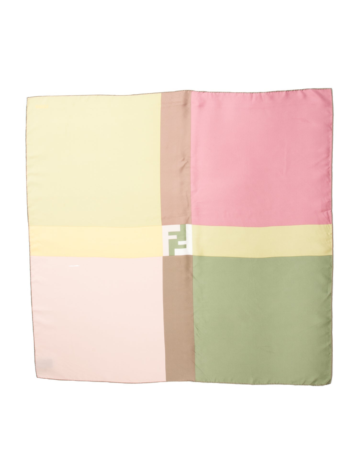 Fendi Silk Colorblock Pattern Scarf