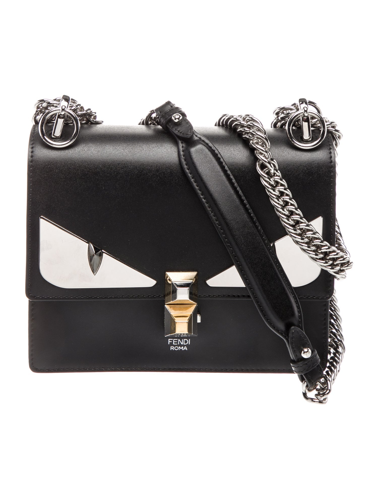 Fendi Signature Kan I Small - Black Shoulder Bags, Handbags