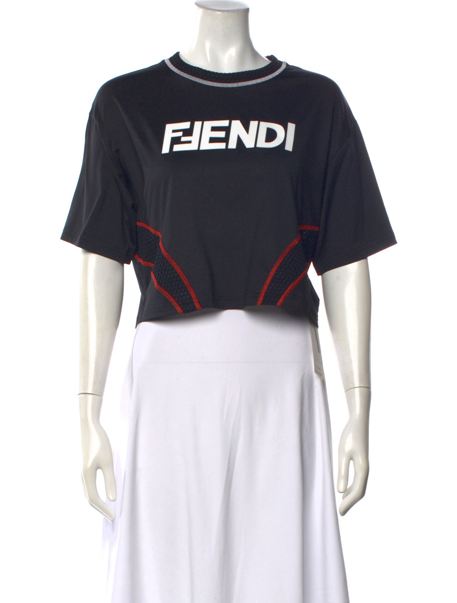 Fendi Graphic Print Crew Neck Crop Top