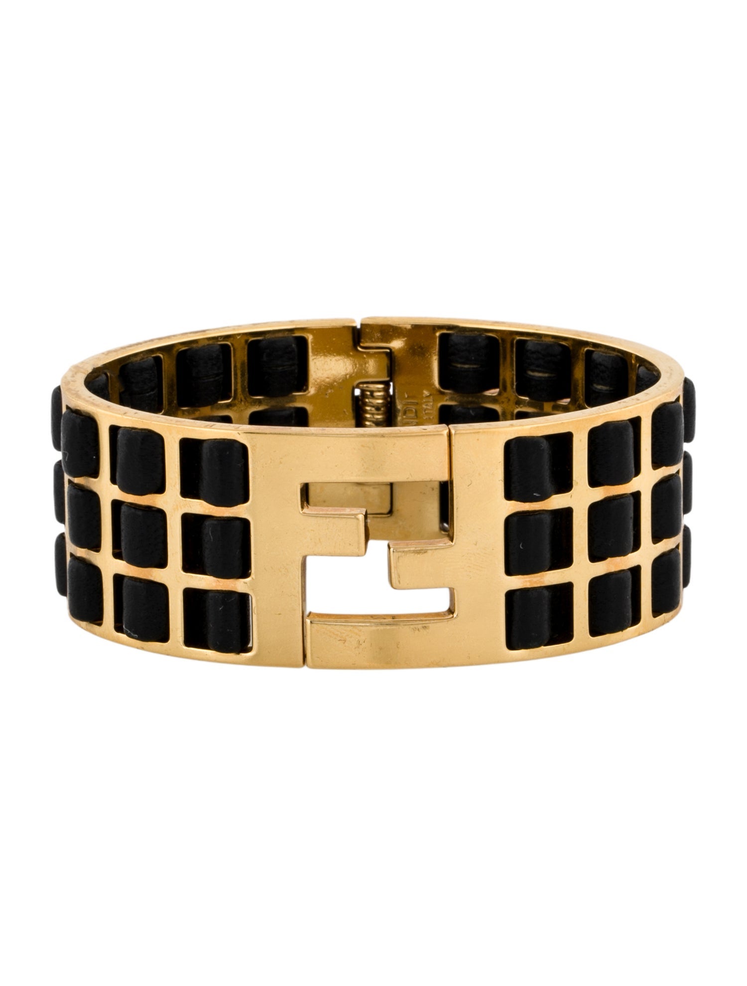 Fendi Leather Fendista Bangle Bracelet