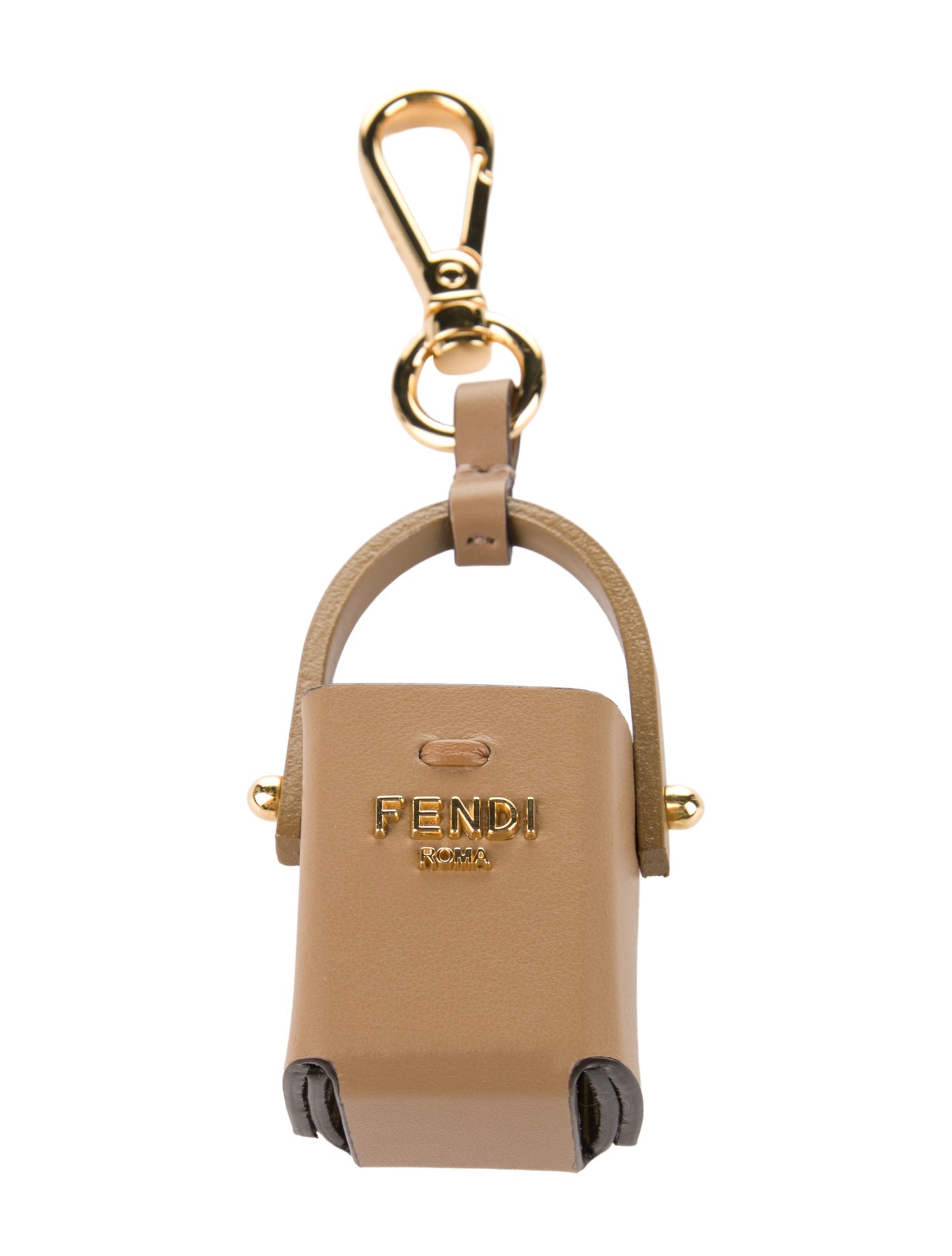 Fendi Vitello King Bucket Perfume Holder Key Charm Tortora