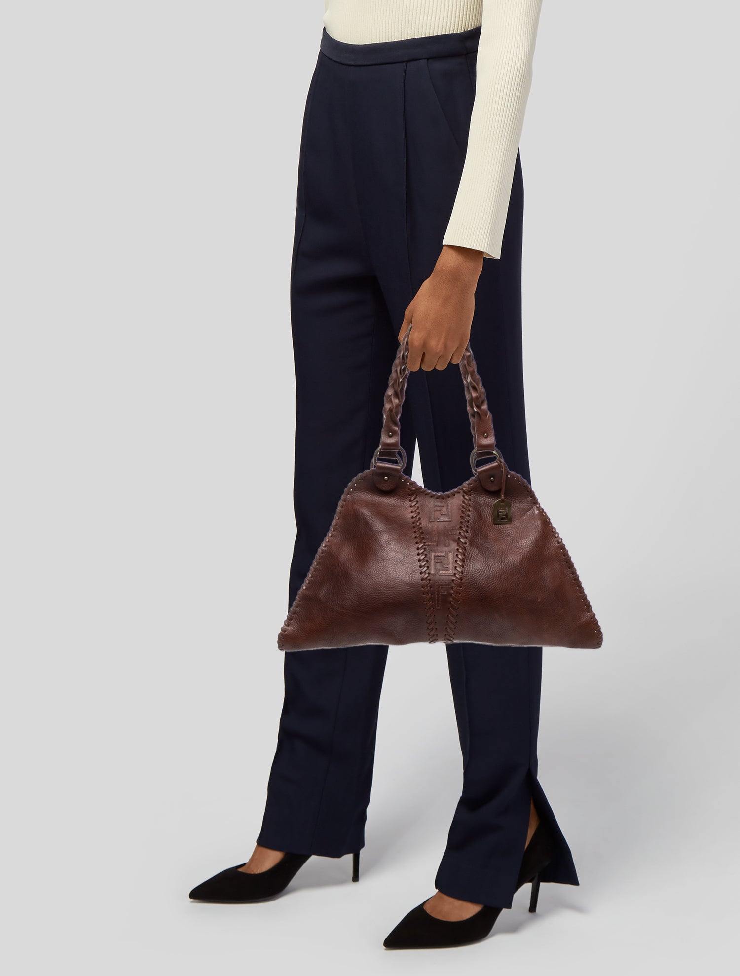 Fendi Zucca FF Devil Trapezio Vintage - Brown Shoulder Bags