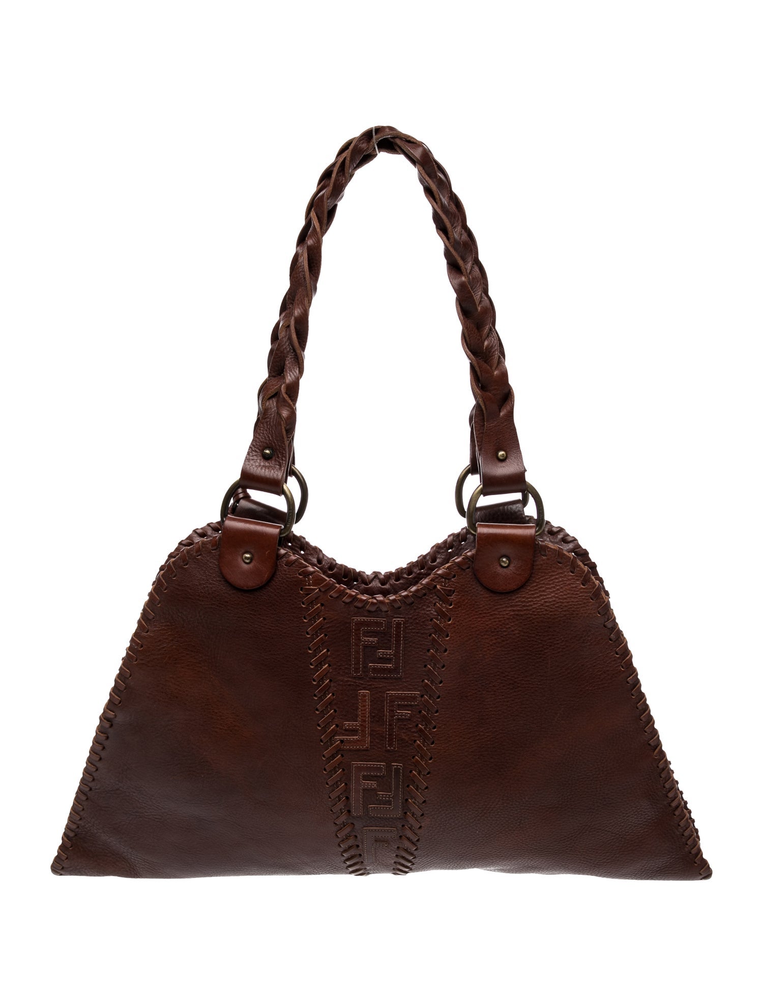 Fendi Zucca FF Devil Trapezio Vintage - Brown Shoulder Bags