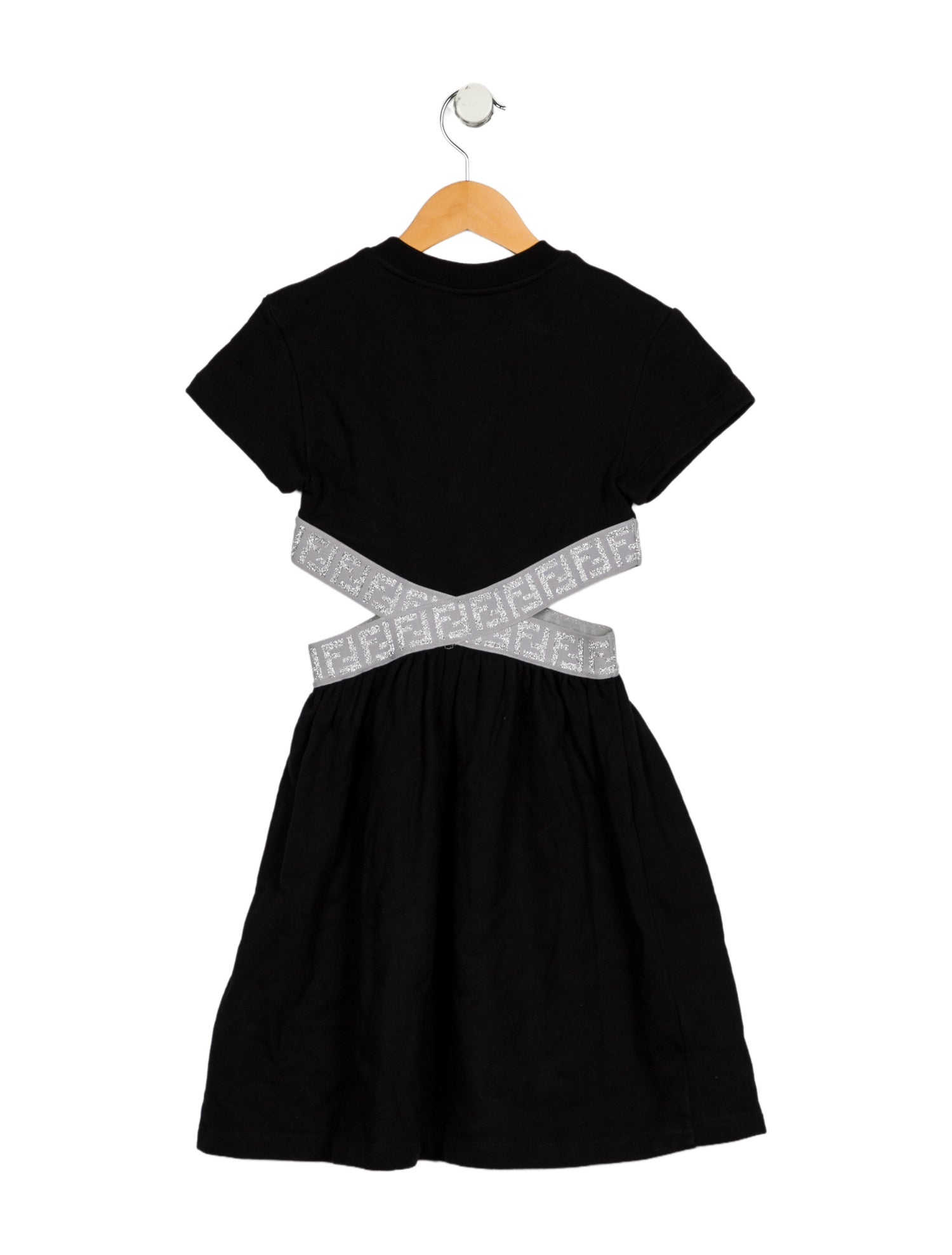 Fendi Girls' black and silver short sleeve dress