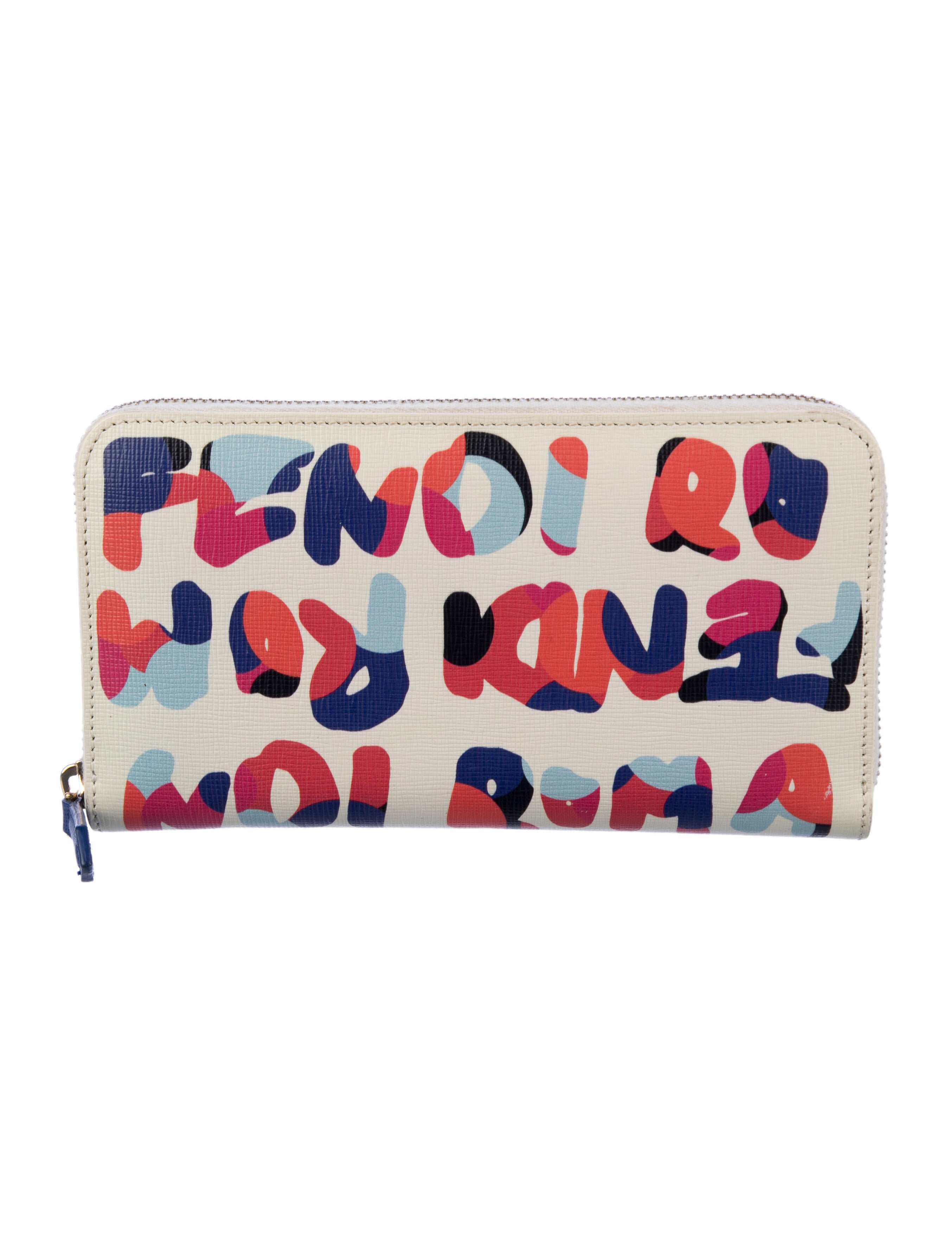 Fendi Graffiti Continental Zip Patent Leather Wallet