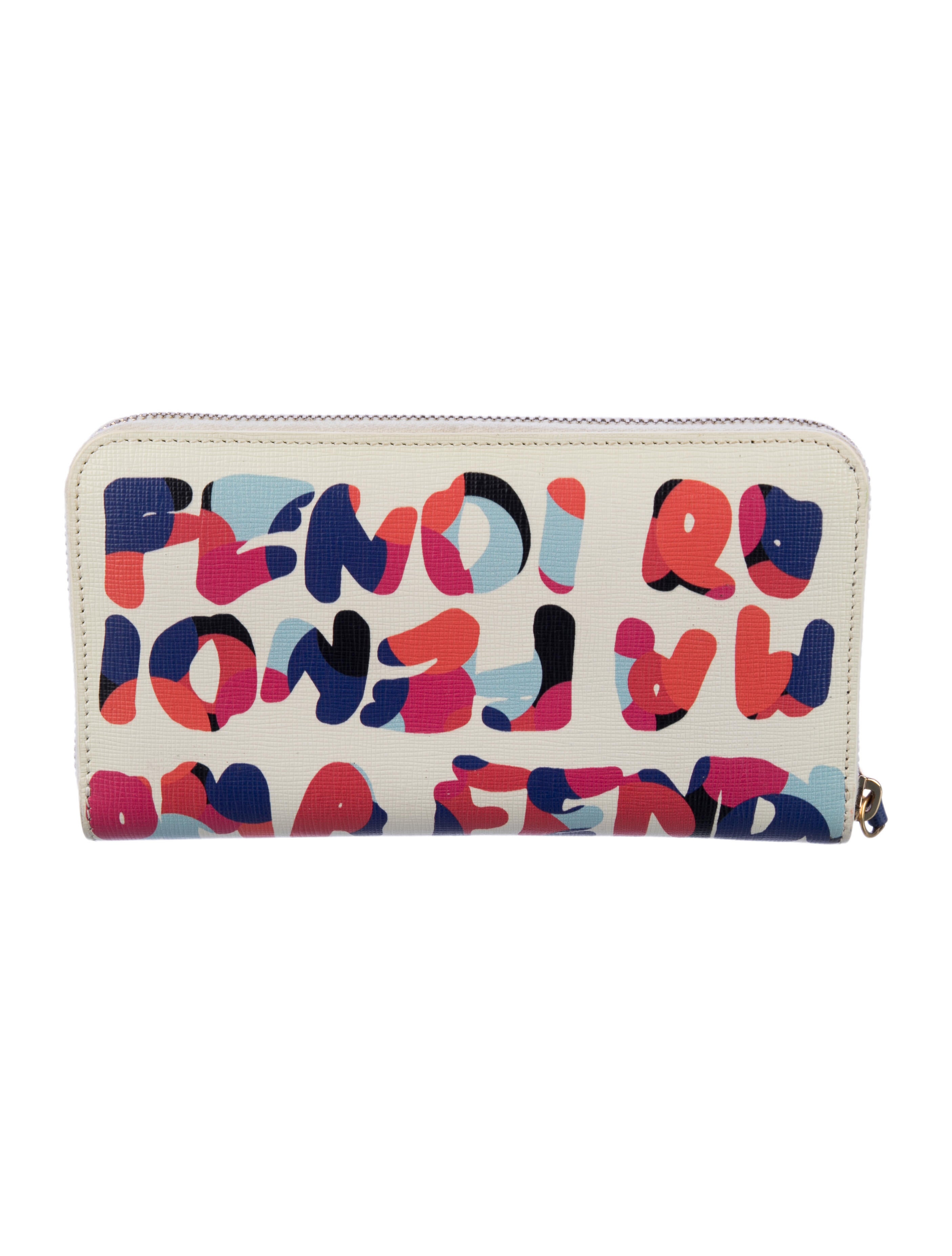 Fendi Graffiti Continental Zip Patent Leather Wallet