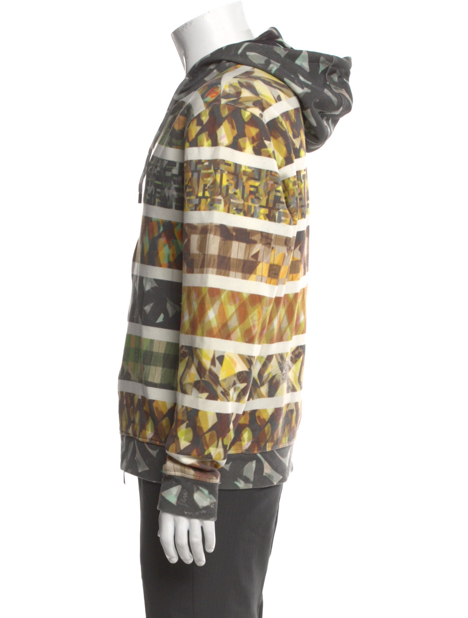 Fendi Striped Mock Neck Hoodie