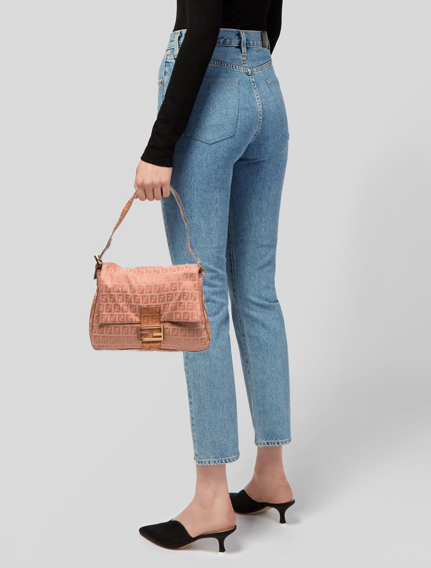 ぶれ子 Fendi Zucchino FF Mama Vintage - Pink Shoulder Bags, Handbags