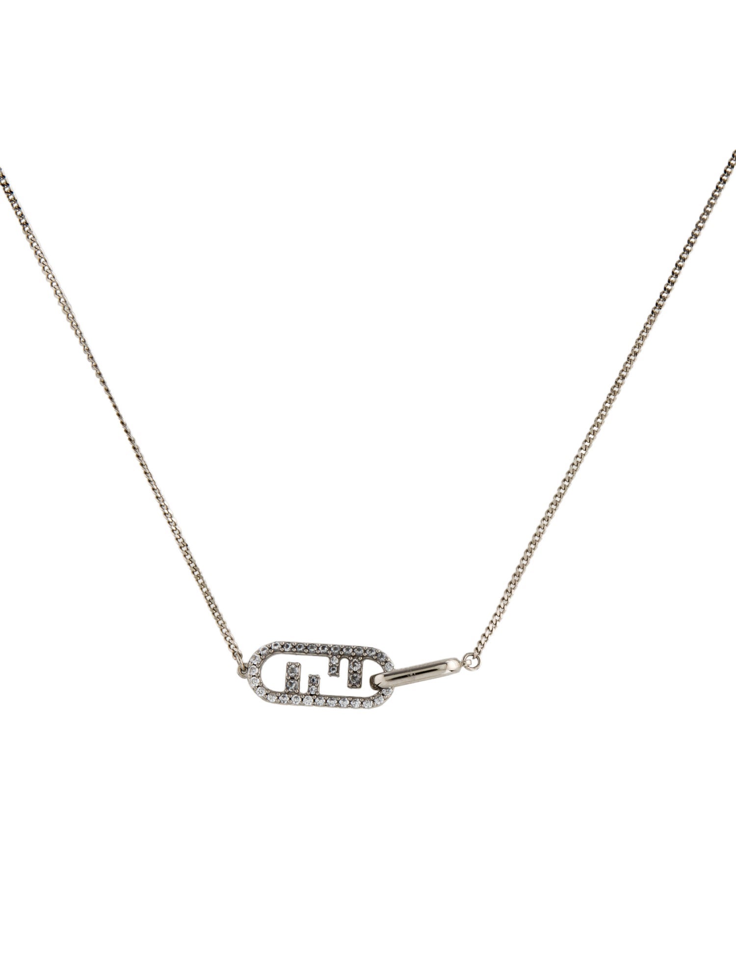 Fendi Crystal O'Lock Pendant Necklace