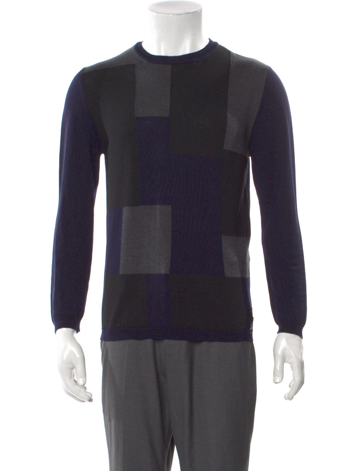Fendi Wool Colorblock Pattern Pullover