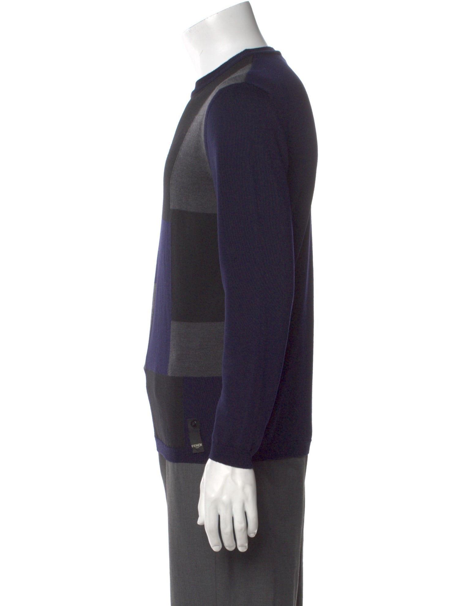 Fendi Wool Colorblock Pattern Pullover