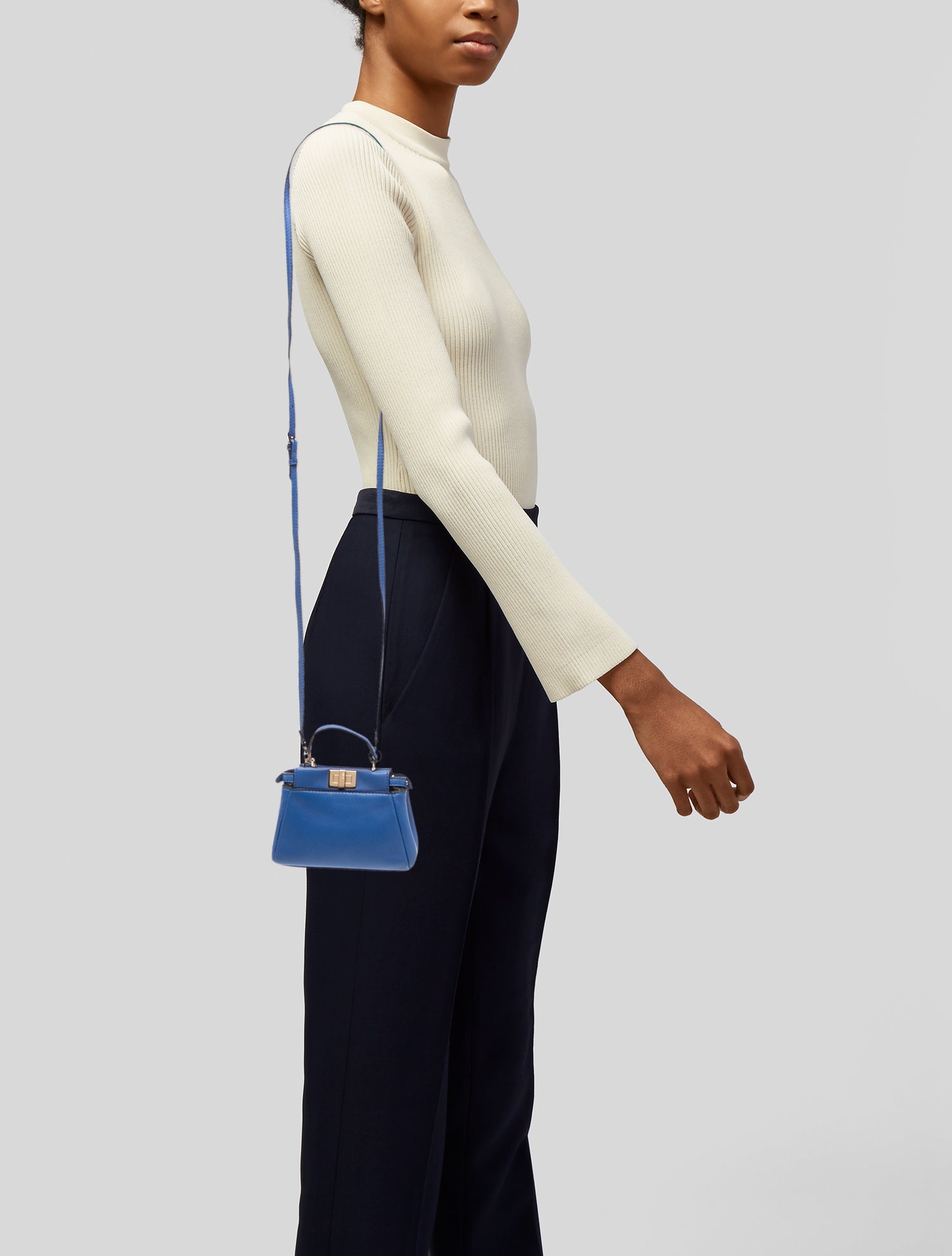 Fendi ハーフブランケット ネイビー Fendi Monsters Peekaboo - Blue Handle Bags, Handbags - FEN423162