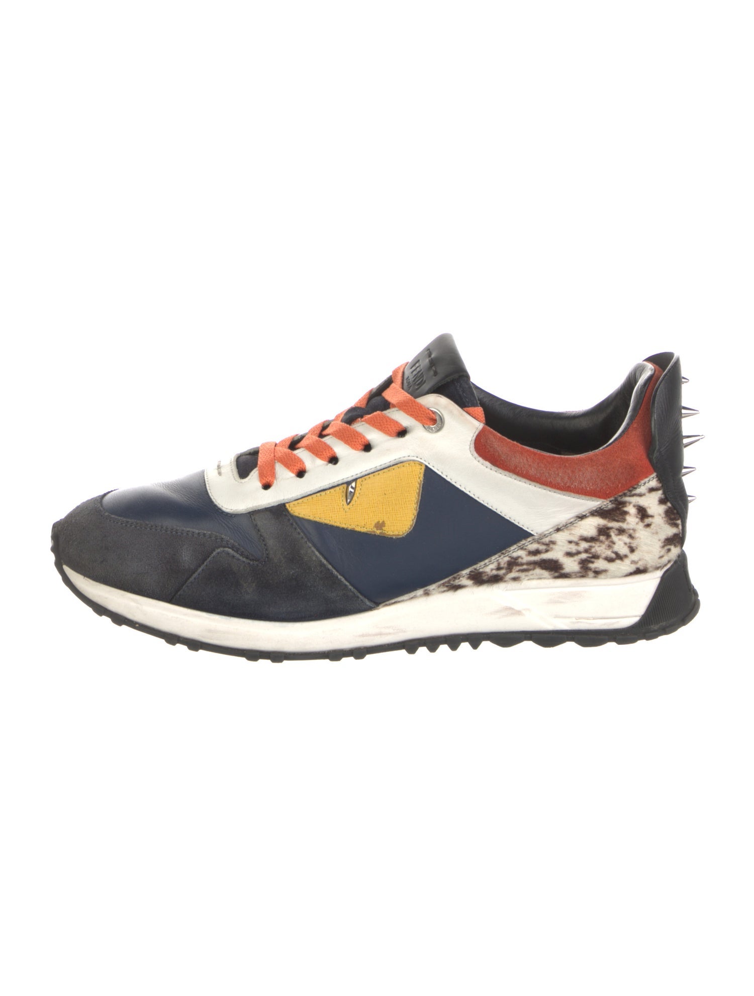 Fendi Monsters Motif Leather Sneakers