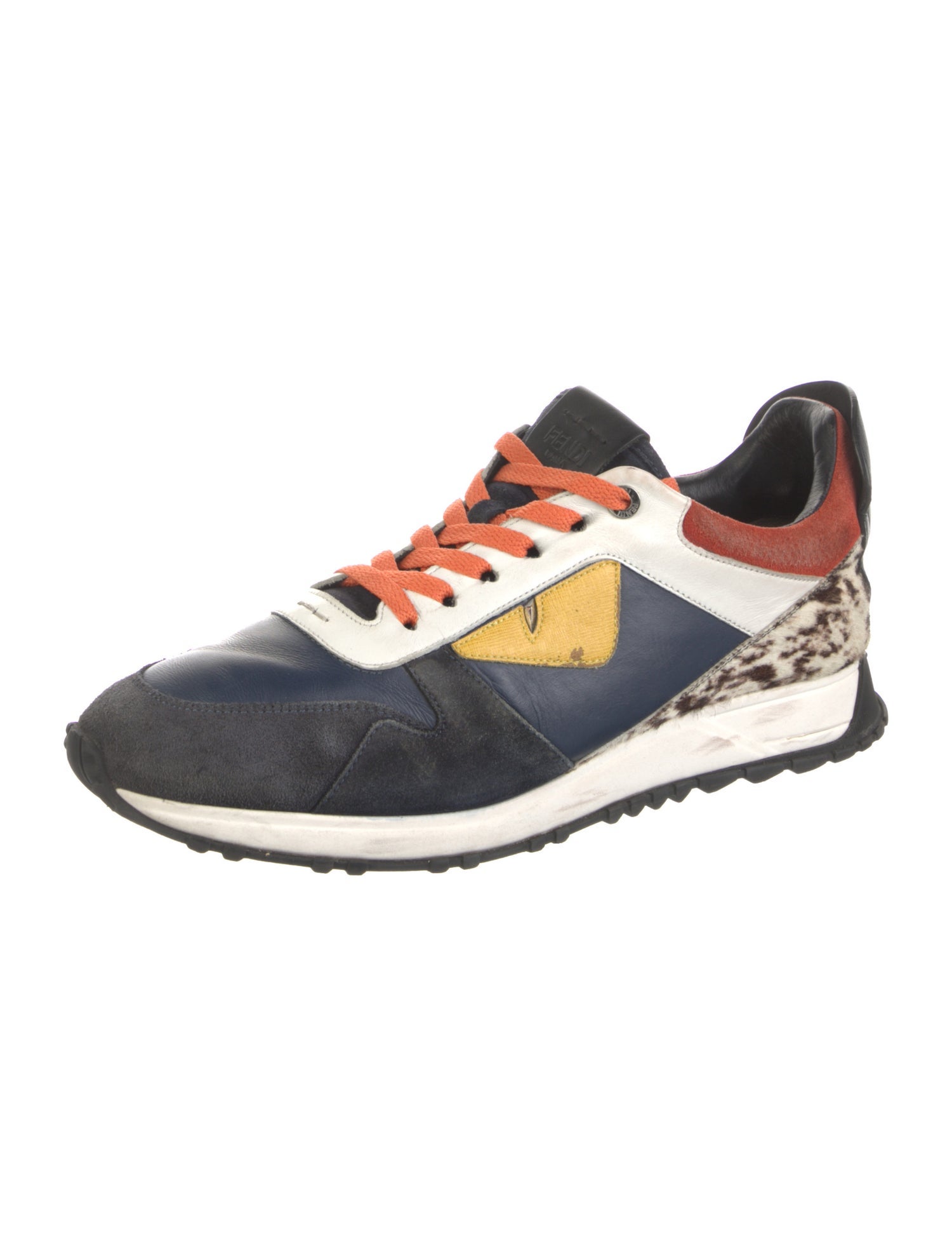 Fendi Monsters Motif Leather Sneakers